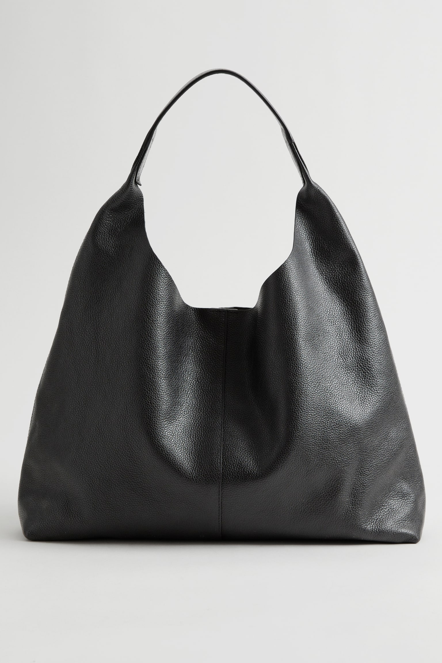 Large Leather Tote - Black - 1