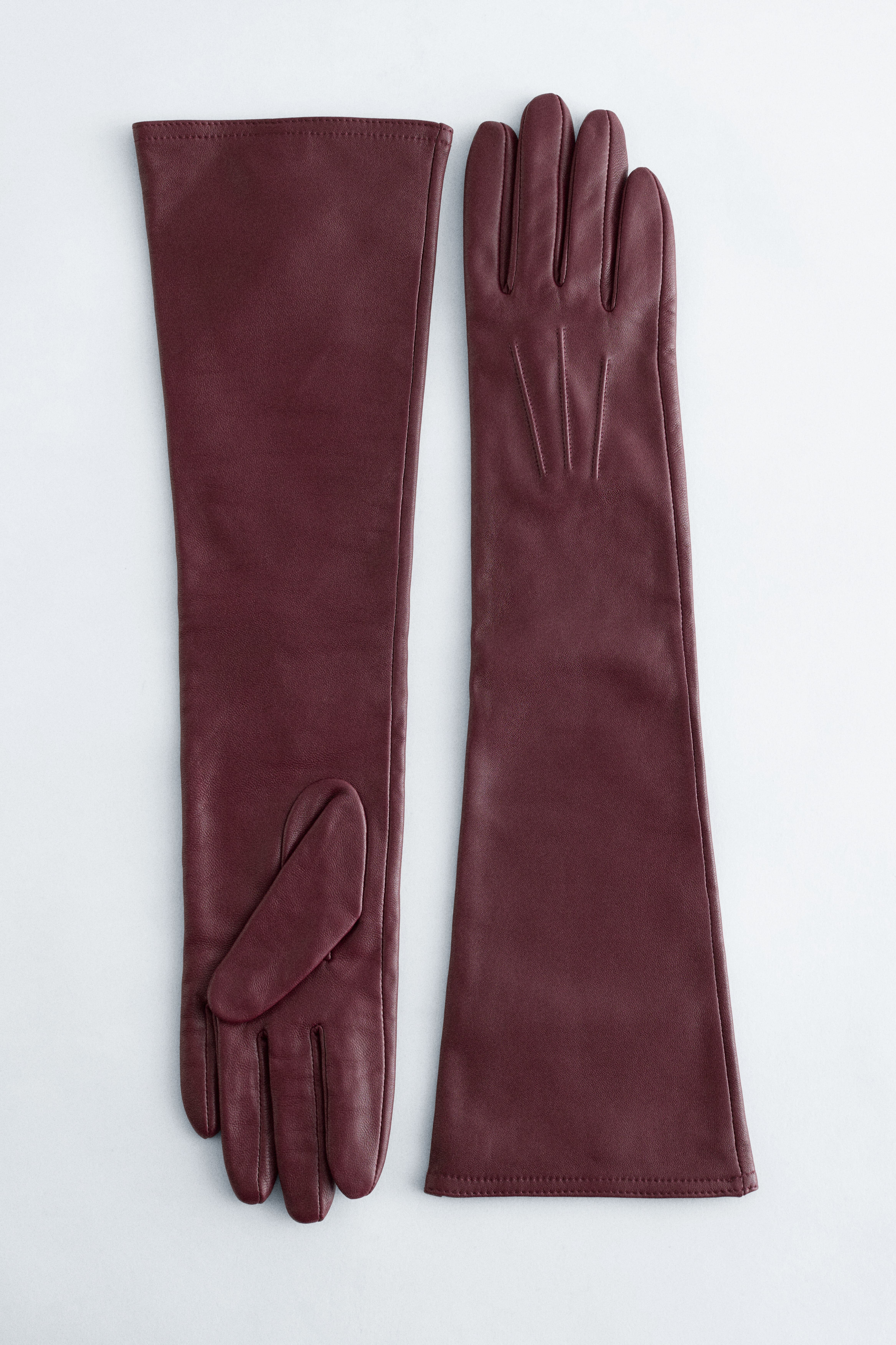 Gants longs en cuir - Bordeaux