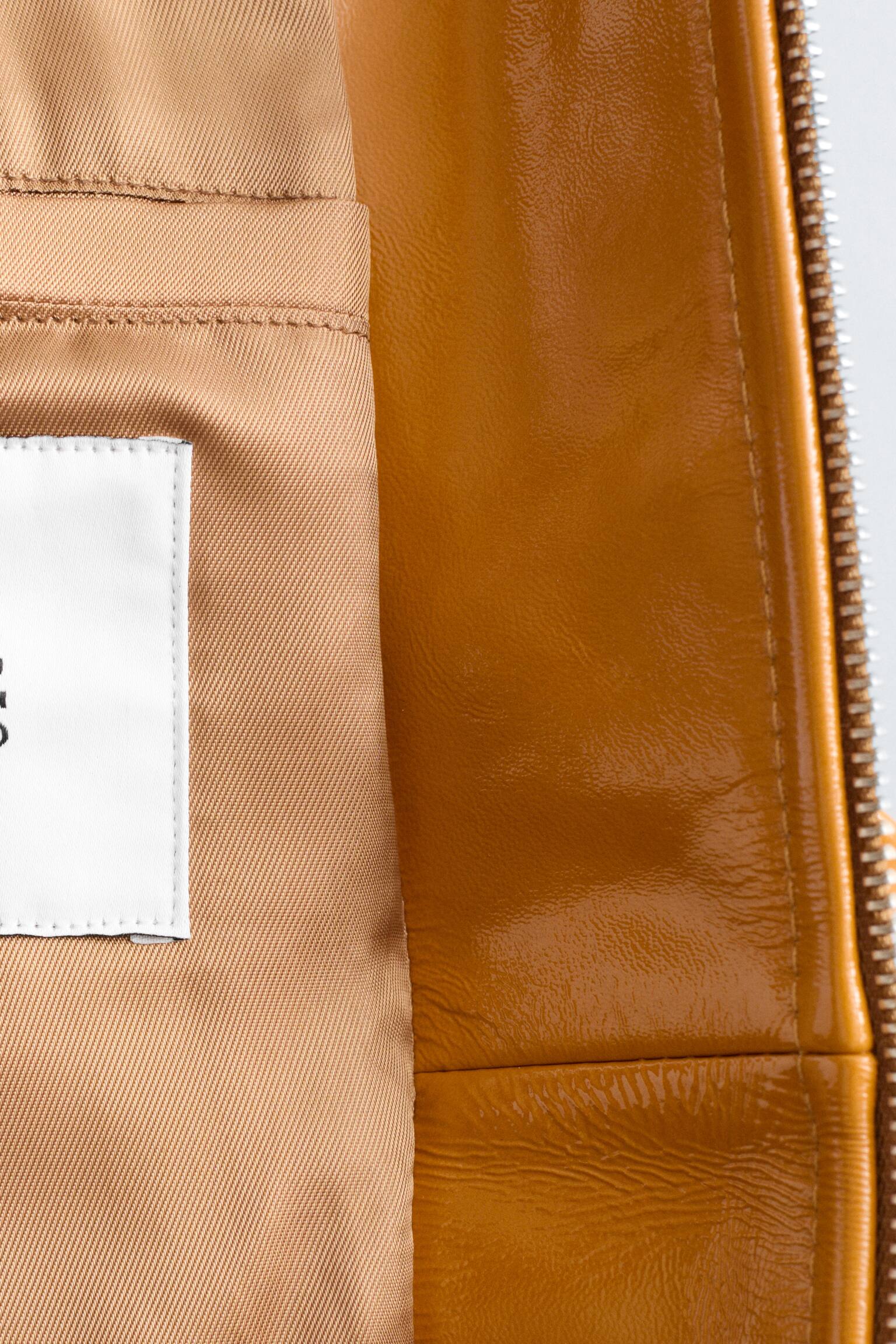 Lakleren bikerjack - Okergeel - 3