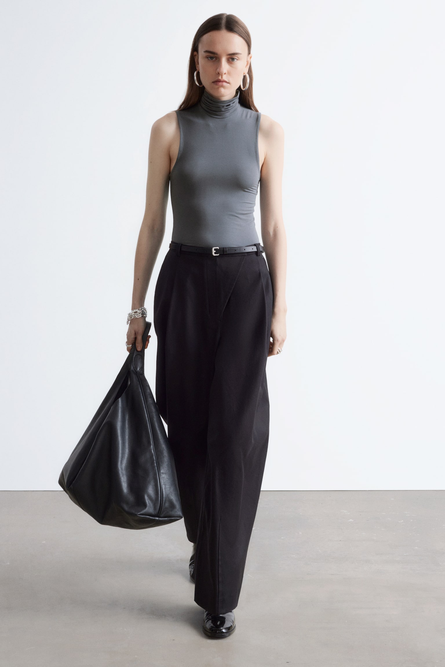 Haut sans manches à col roulé - Gris foncé/Couleur crème - 6