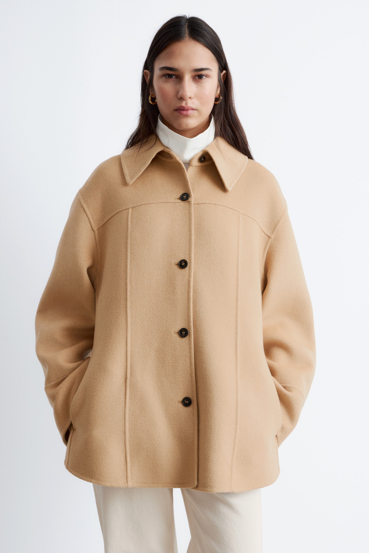 Veste cintrée en laine - Beige/Bleu marine - 4