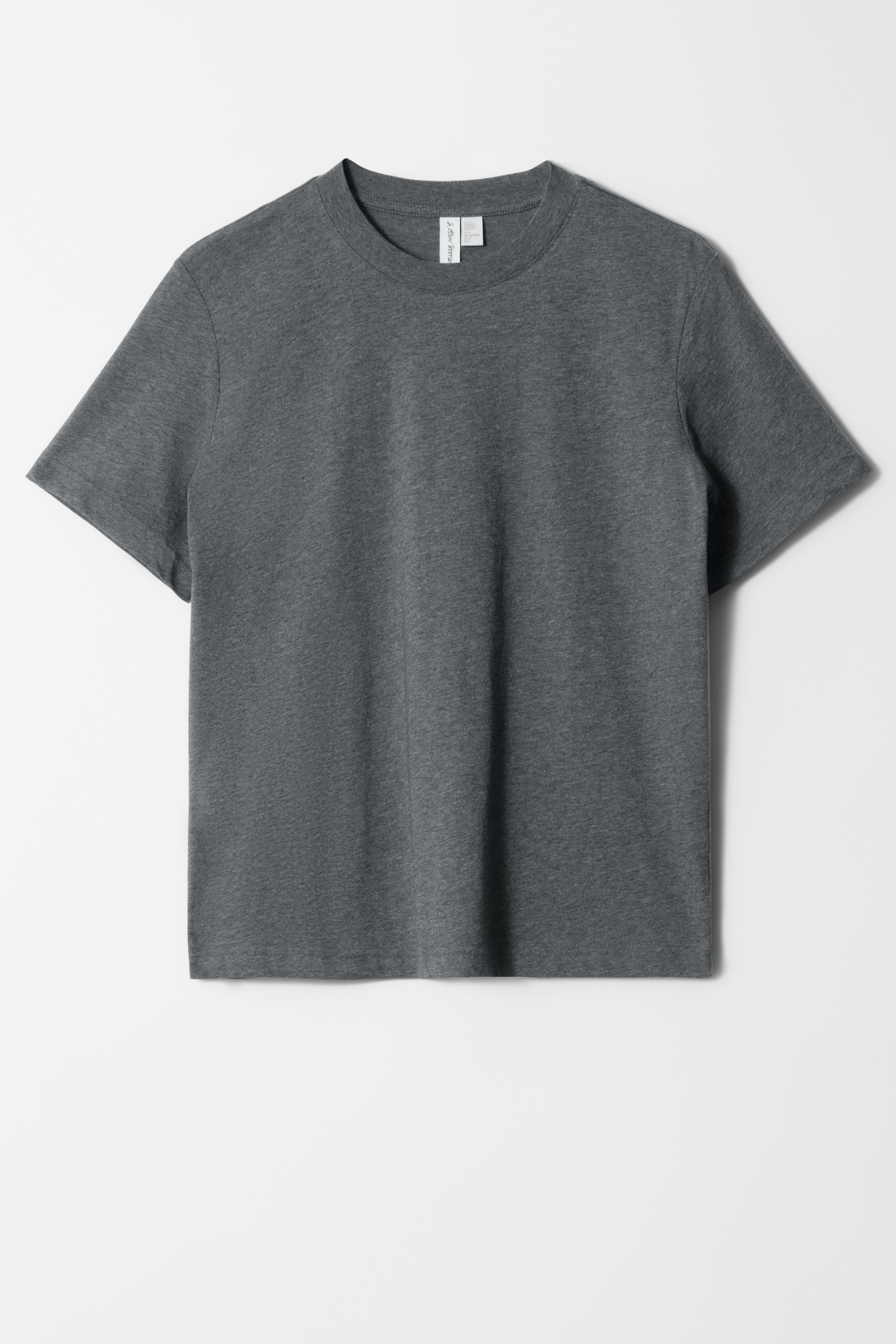 T-shirt med rund halsringning - Mörkgrå/melerad/Beige/Ljusgrön/Vit/Svart/Gråblå/Röd