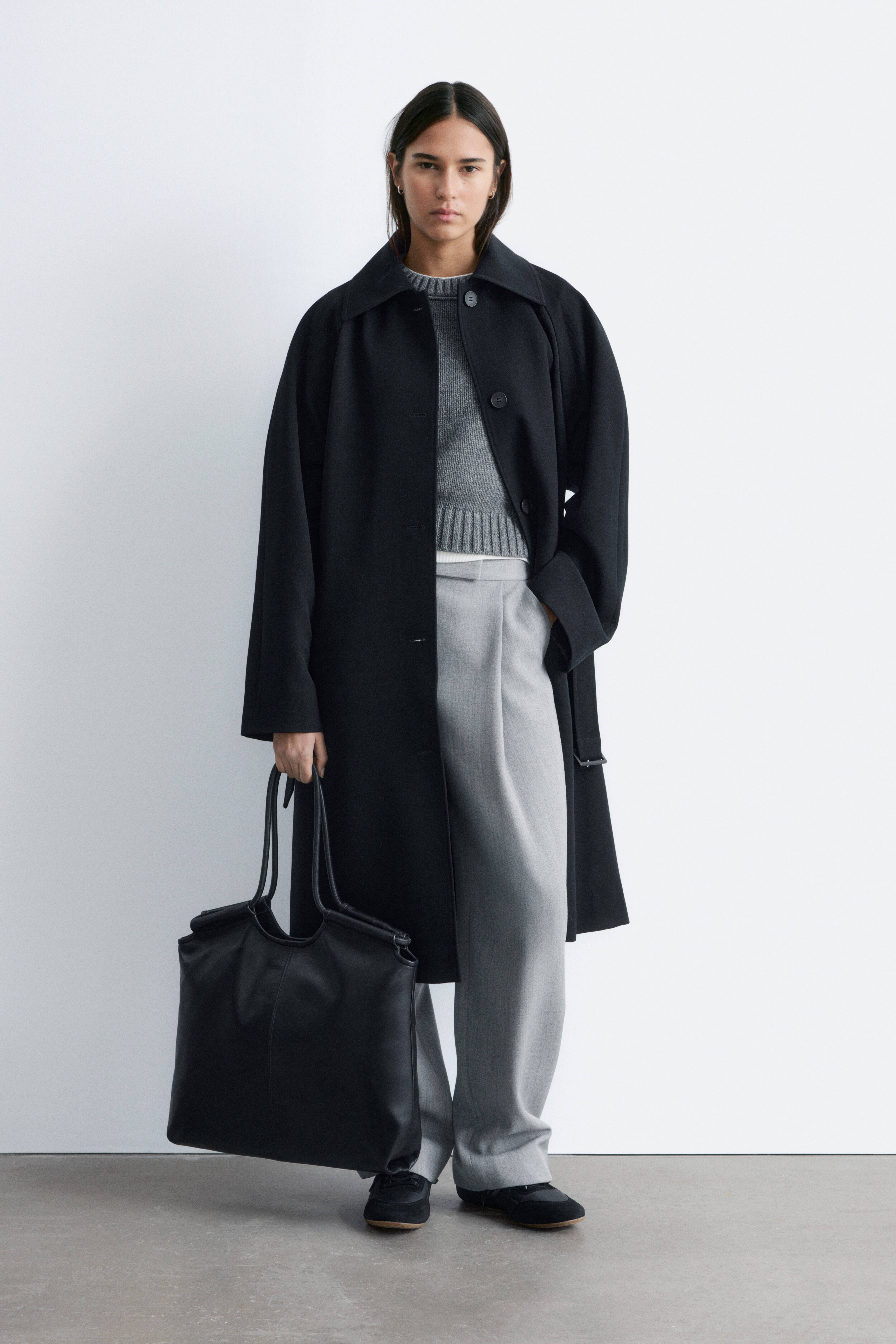 Borsa tote grande in pelle - Nero