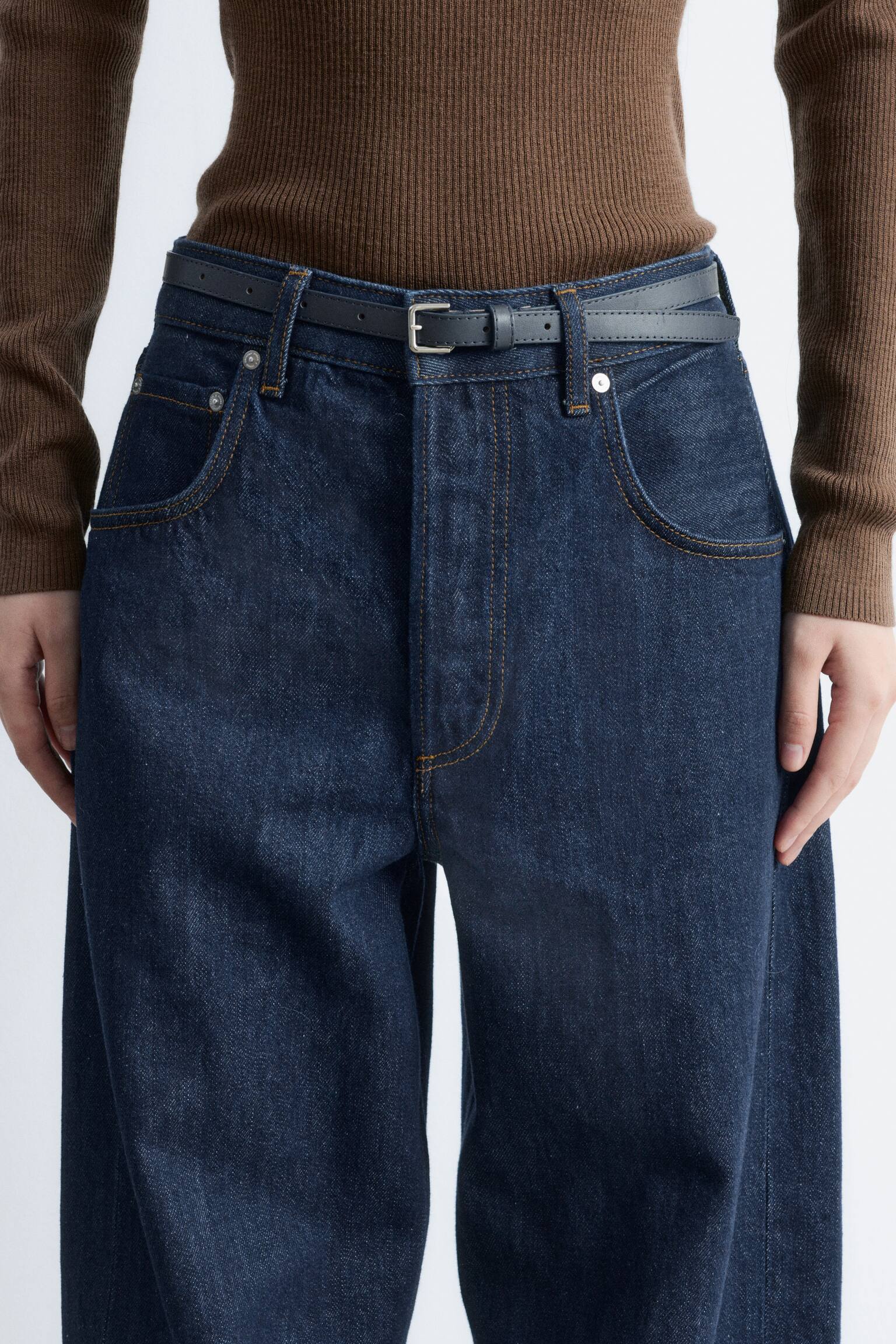 Jeans met gebogen pijpen - Donkerblauw/Wit/Lichtkaki/Lichtblauw/Roestbruin/Middenblauw/Kakigroen - 9