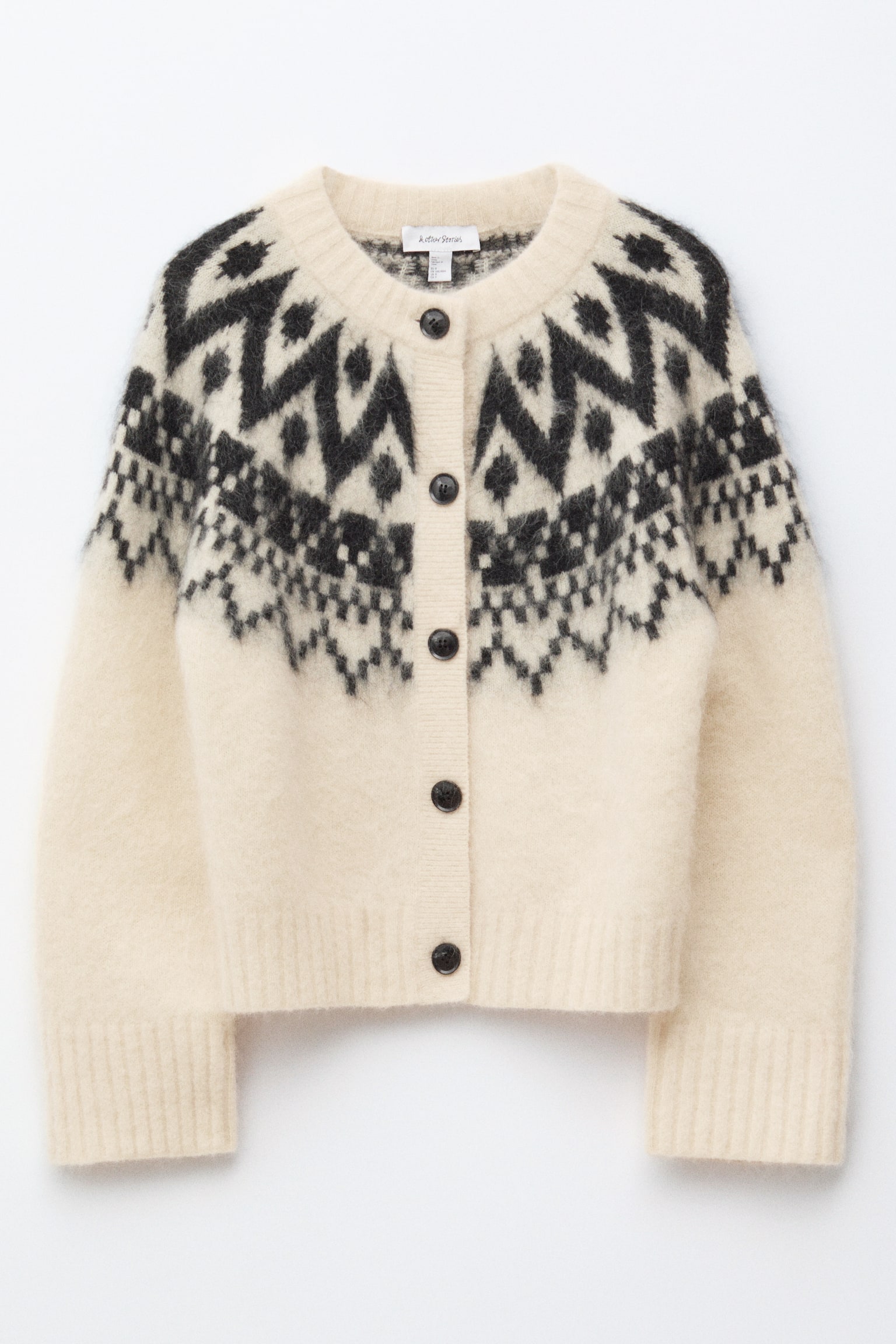 Strickjacke aus Mohairmischung - Weiß/Schwarz - 2