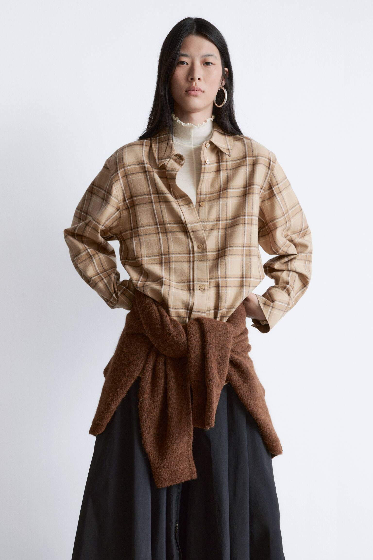 Oversized skjorta - Beige/rutig - 6