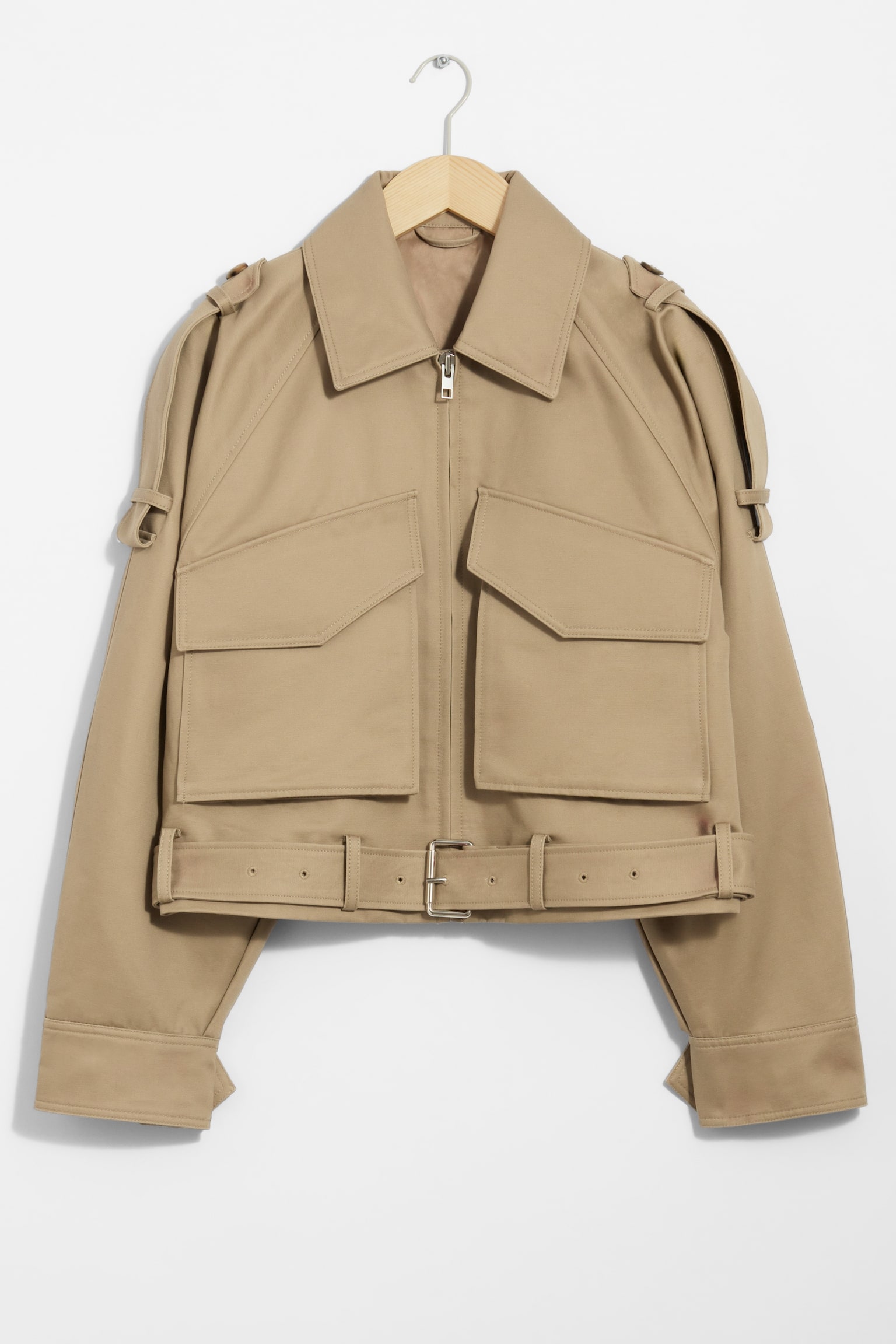 Belted Patch-Pocket Jacket - Beige - 2