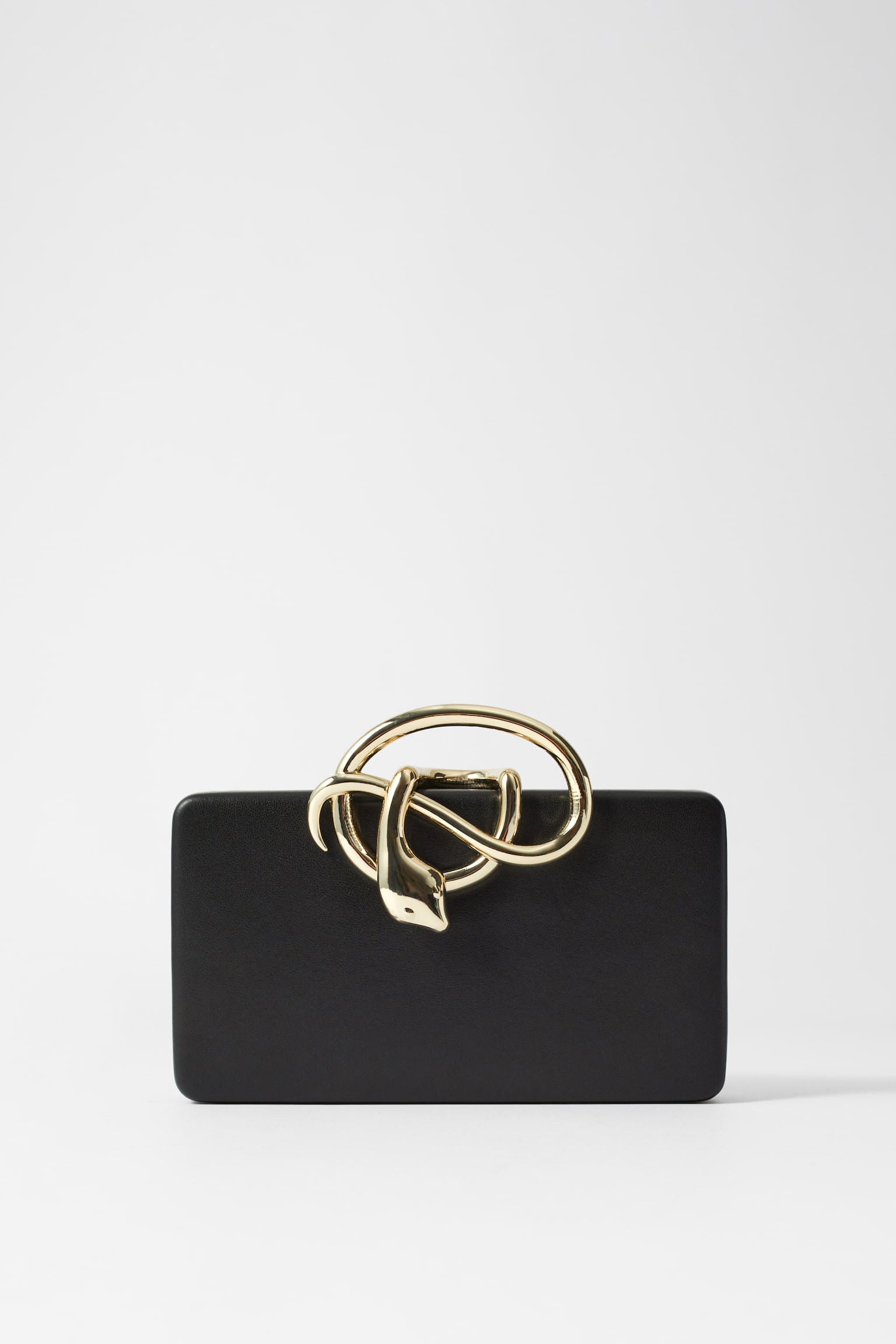 Snake Embellished Clutch - Black - 3