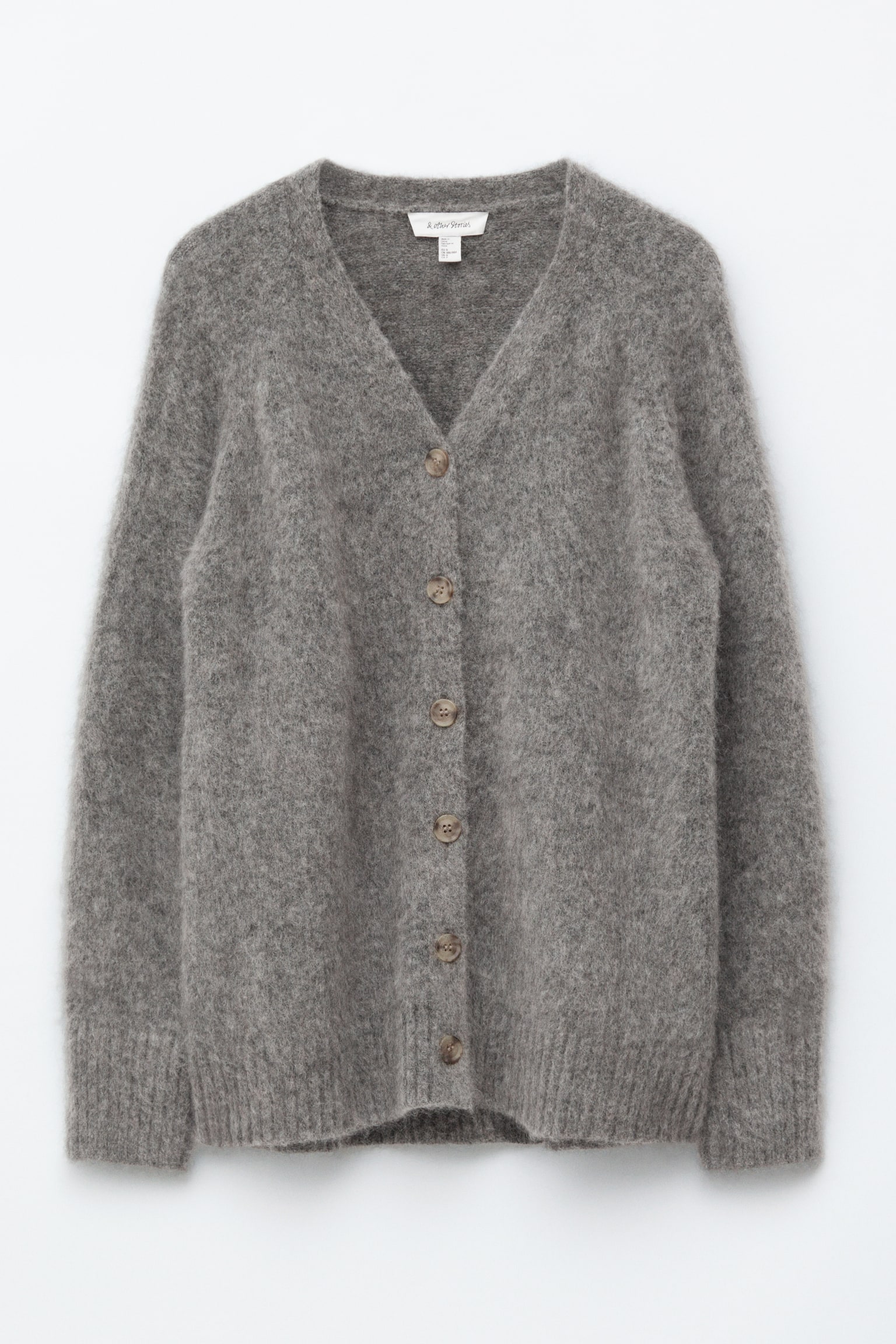 Cardigan lungo in misto mohair - Grigio/Blu scuro - 2