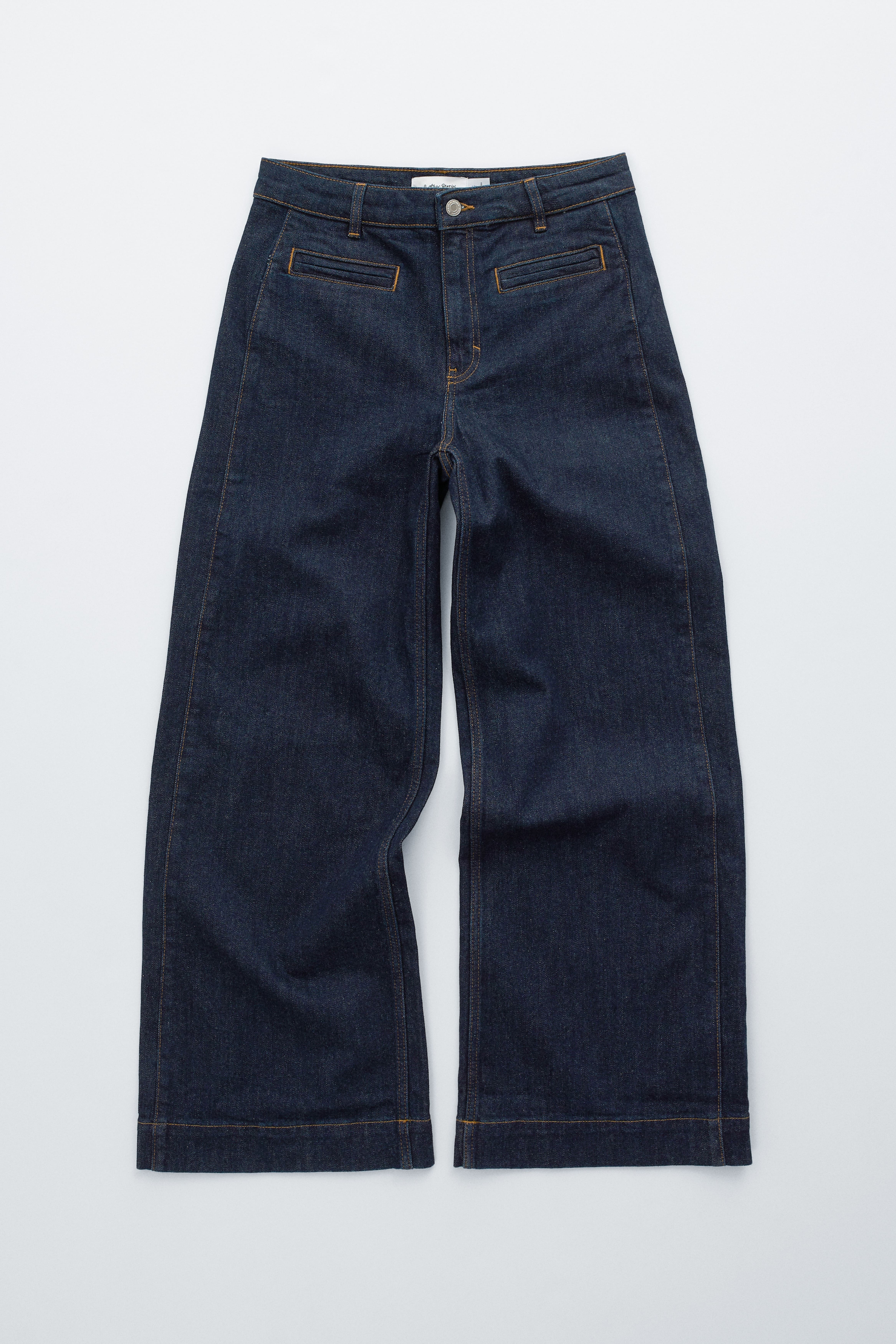 Jeans mit weitem Bein und normaler Bundhöhe - Dunkelblau/Mittelblaue Waschung