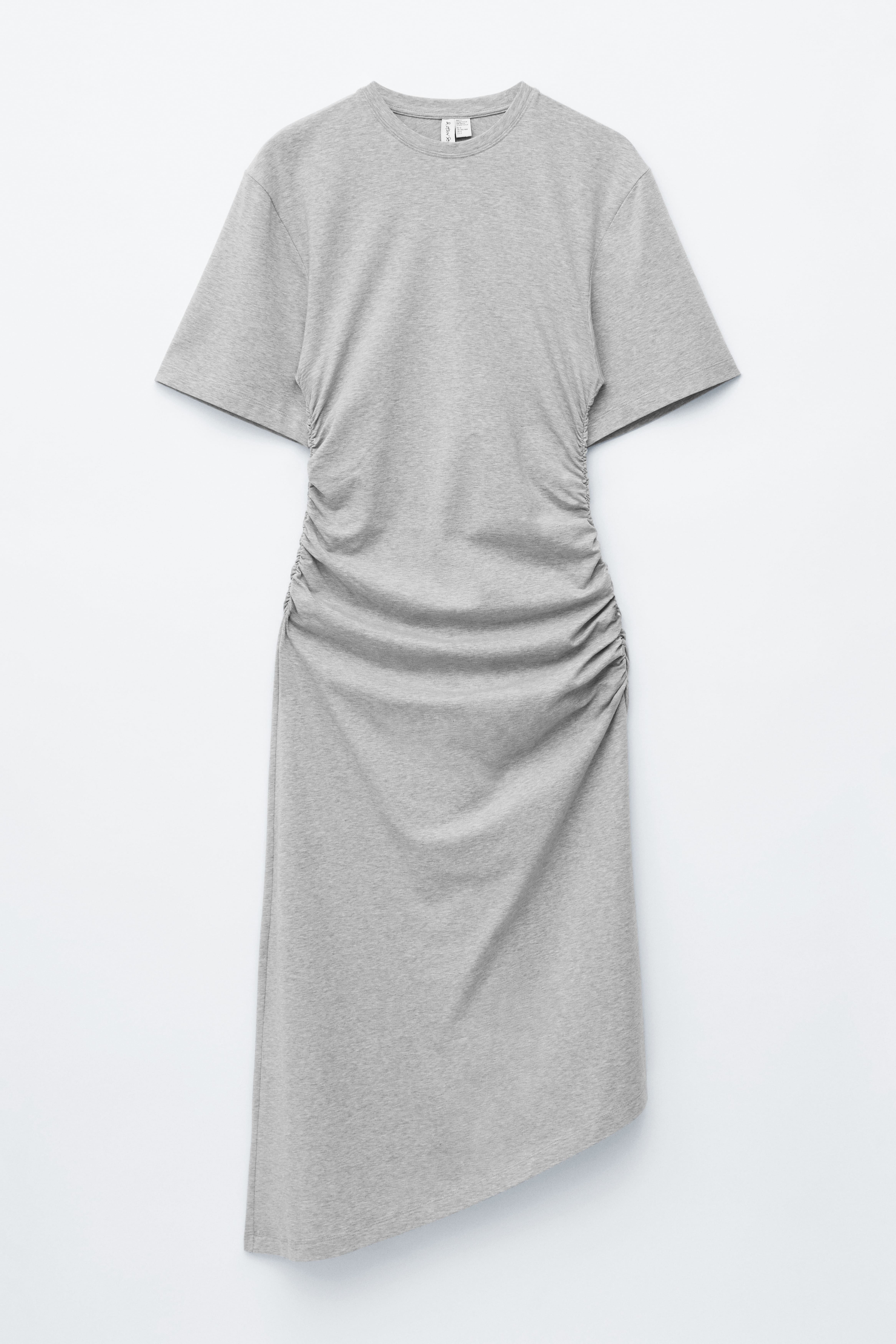 Robe T-shirt midi asymétrique - Gris clair/Marron foncé