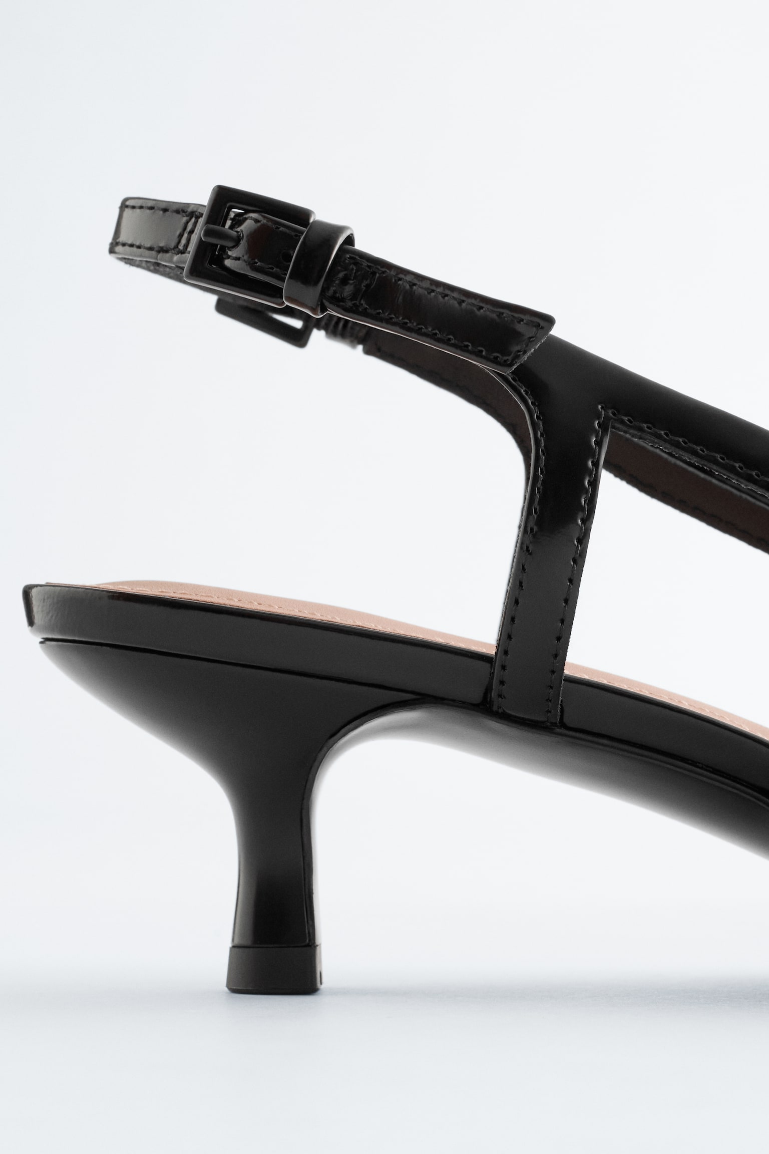 Skórzane czółenka Slingback - Czarny/Ciemnoszary - 5