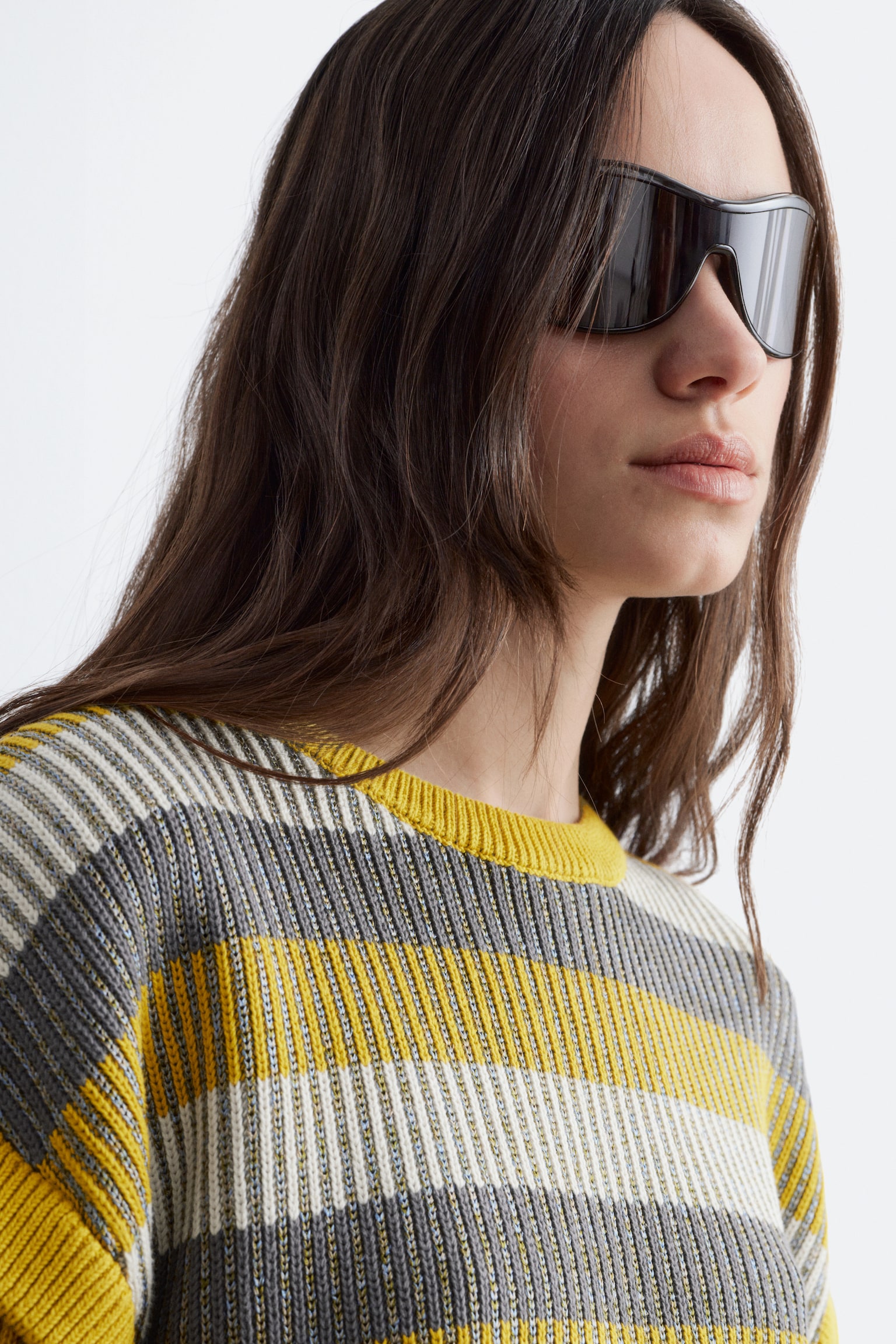 Maglione a pannelli con motivo a righe - Righe giallo/grigio/Beige/Righe multicolore - 9