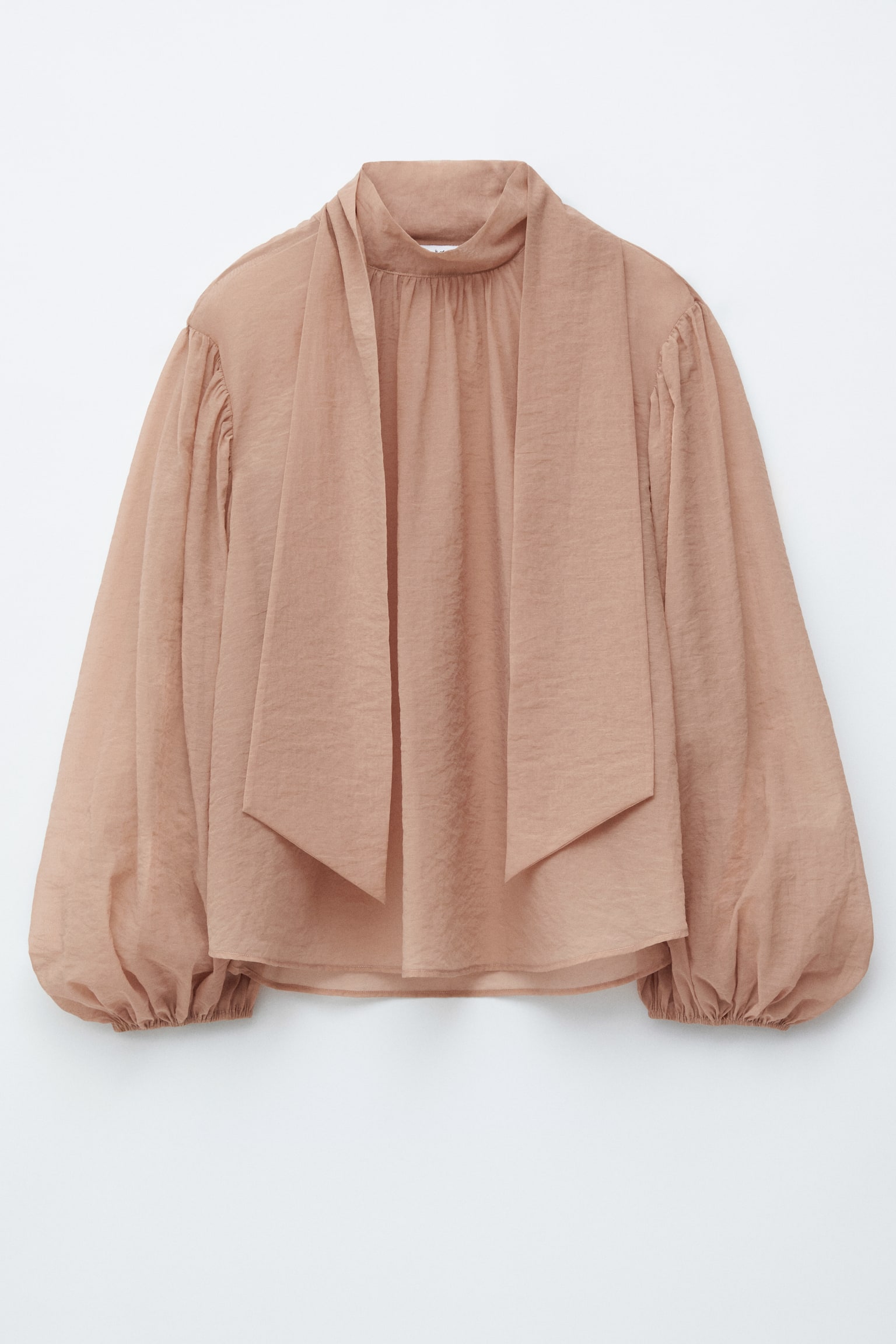 Bluse mit Puffärmeln und Schleifendetail - Beige - 2