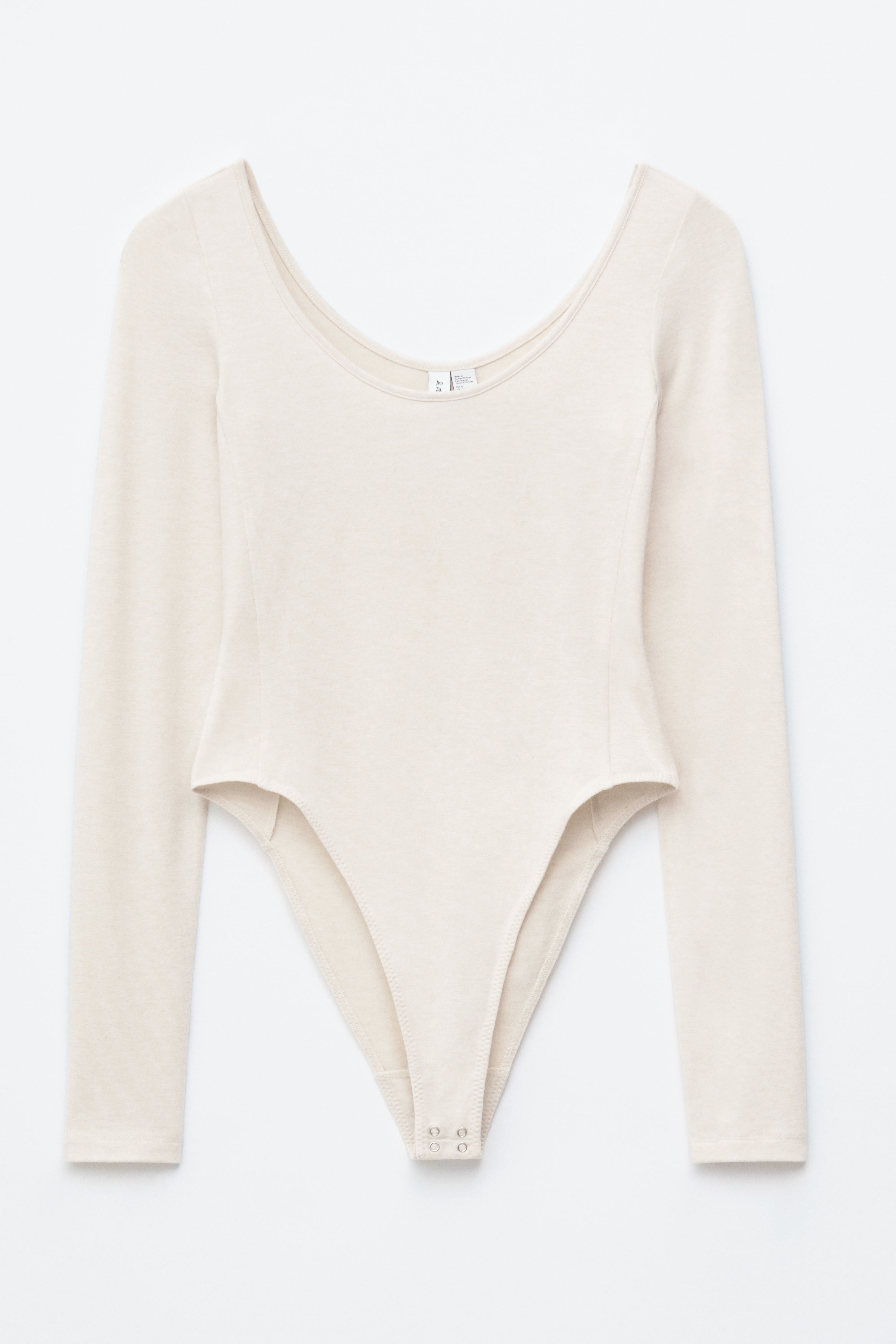 Bodysuit met lage ronde hals - Crème