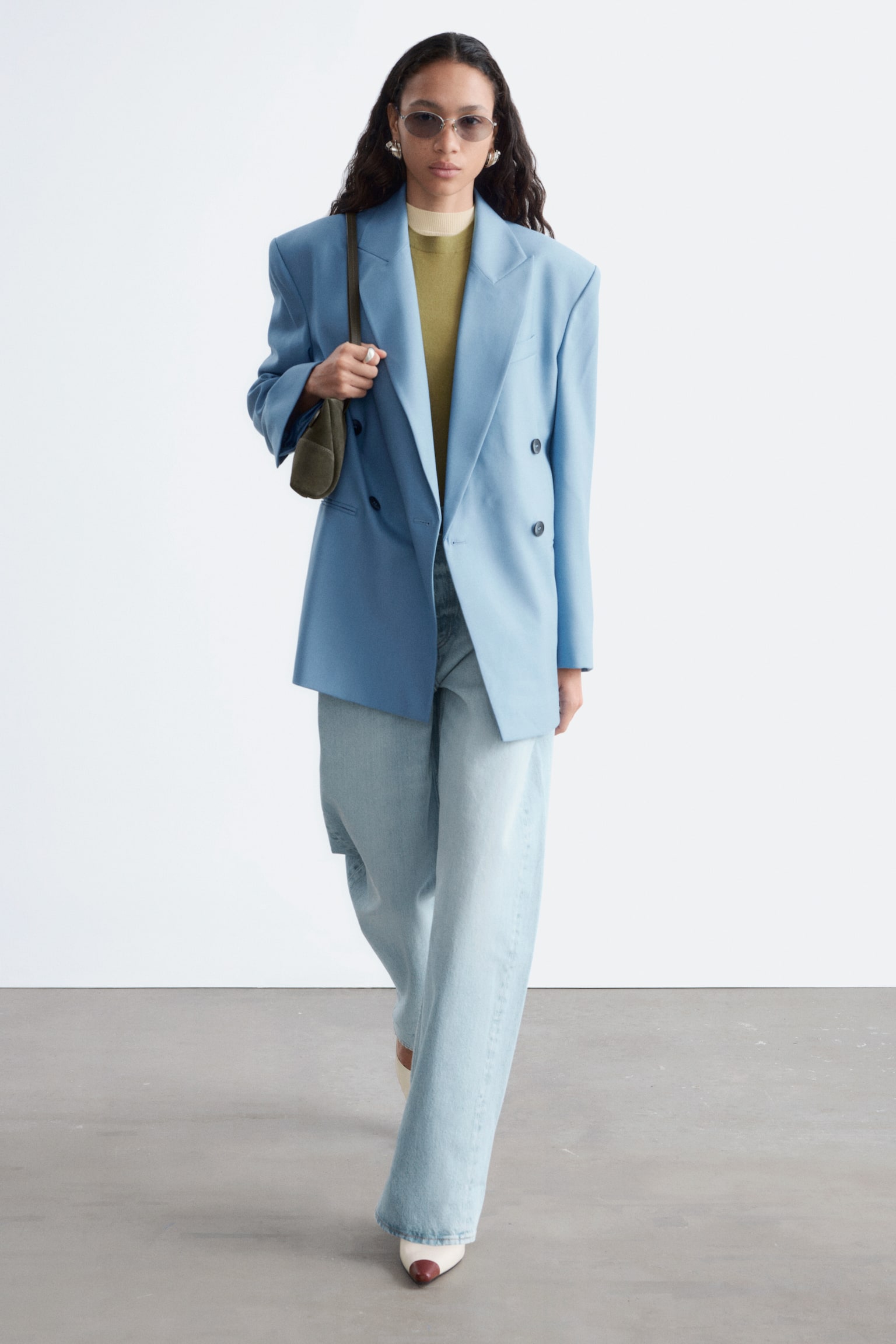 Double-breasted blazer van wol - Hemelsblauw - 1