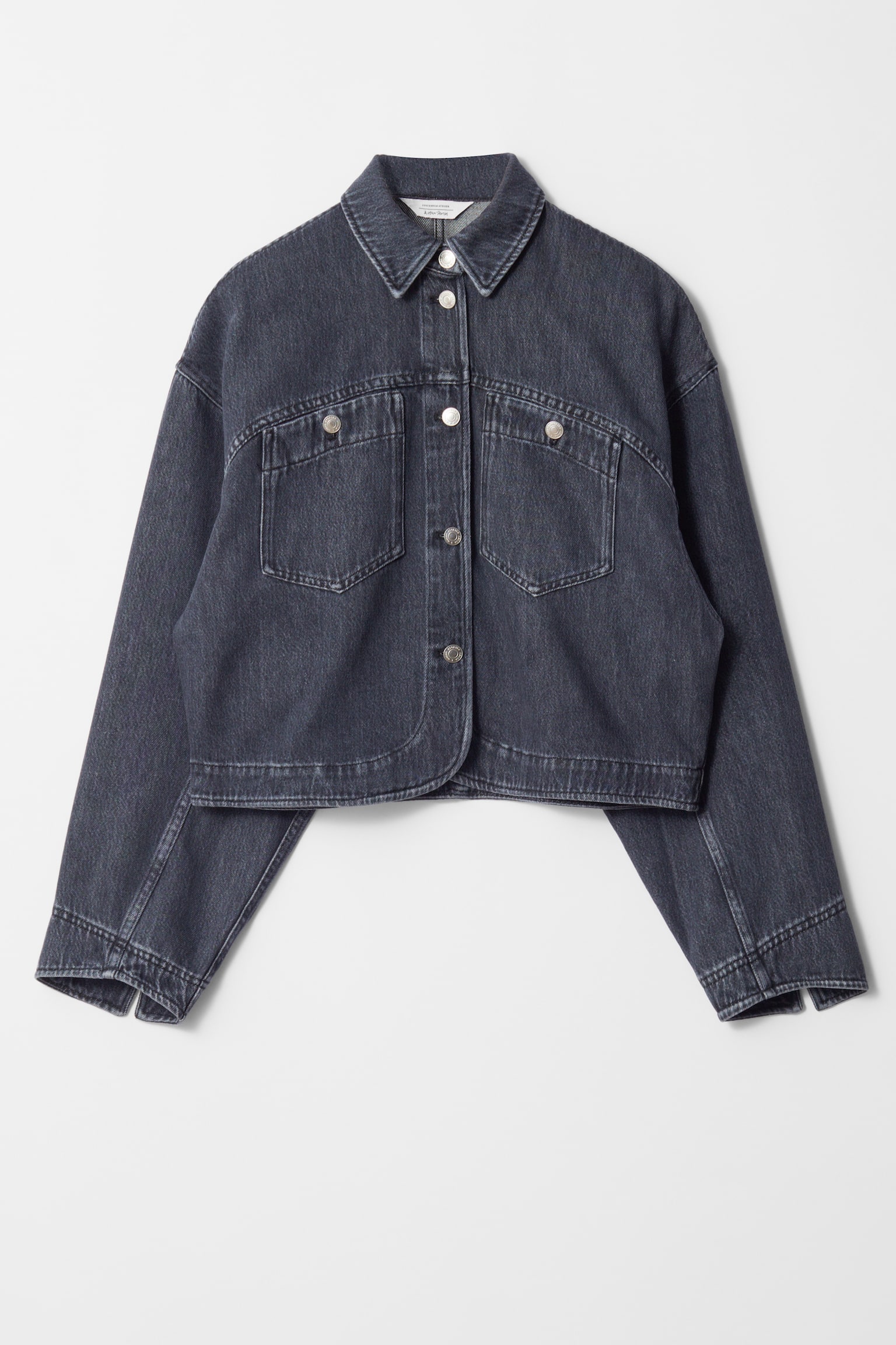 Boxy Denim Jacket - Black/Light Beige - 2