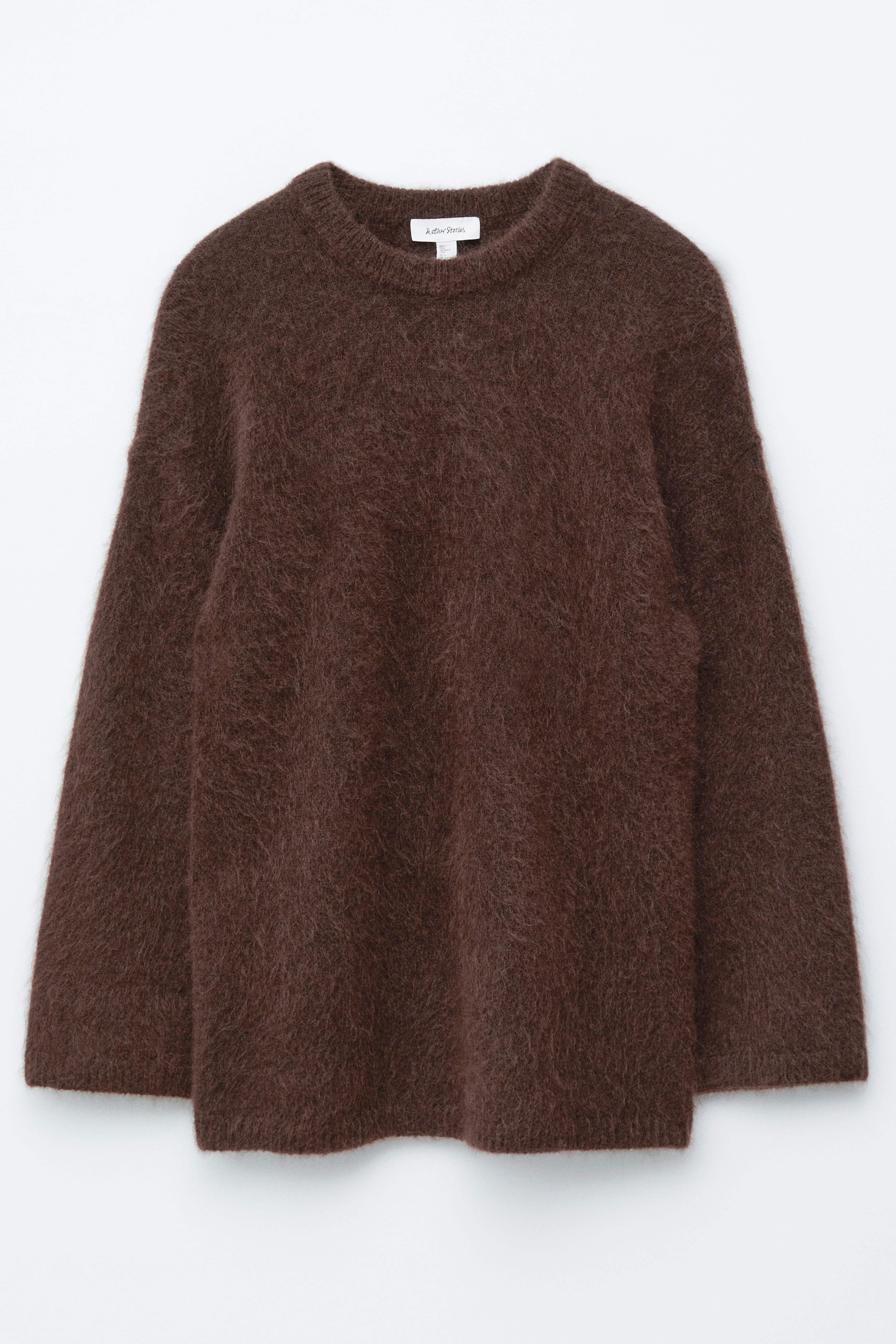 Oversized-Pullover aus Mohair-Mix - Dunkelbraun/Flieder/Beige