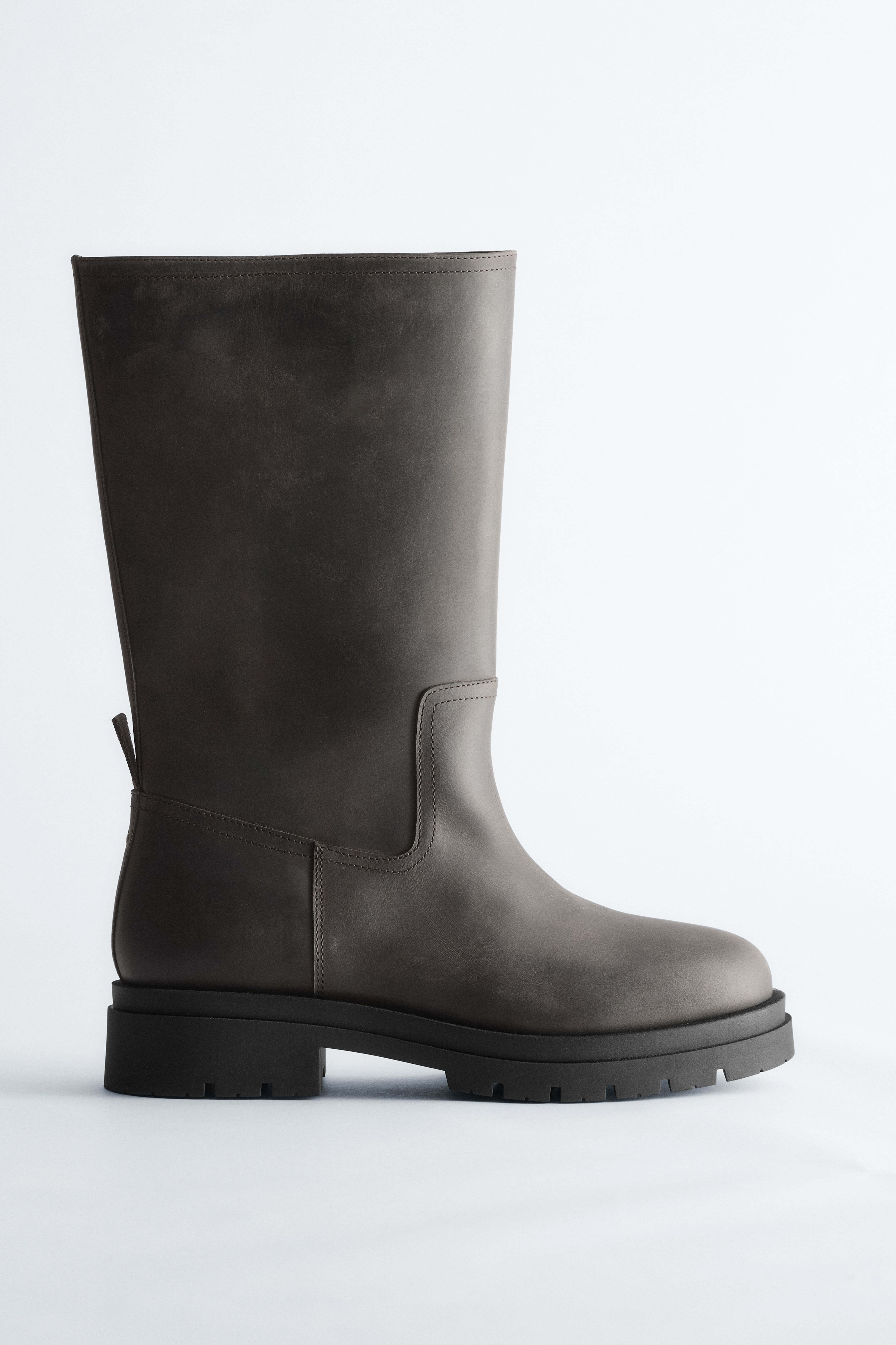 Wide-Shaft Boots - Dark Brown