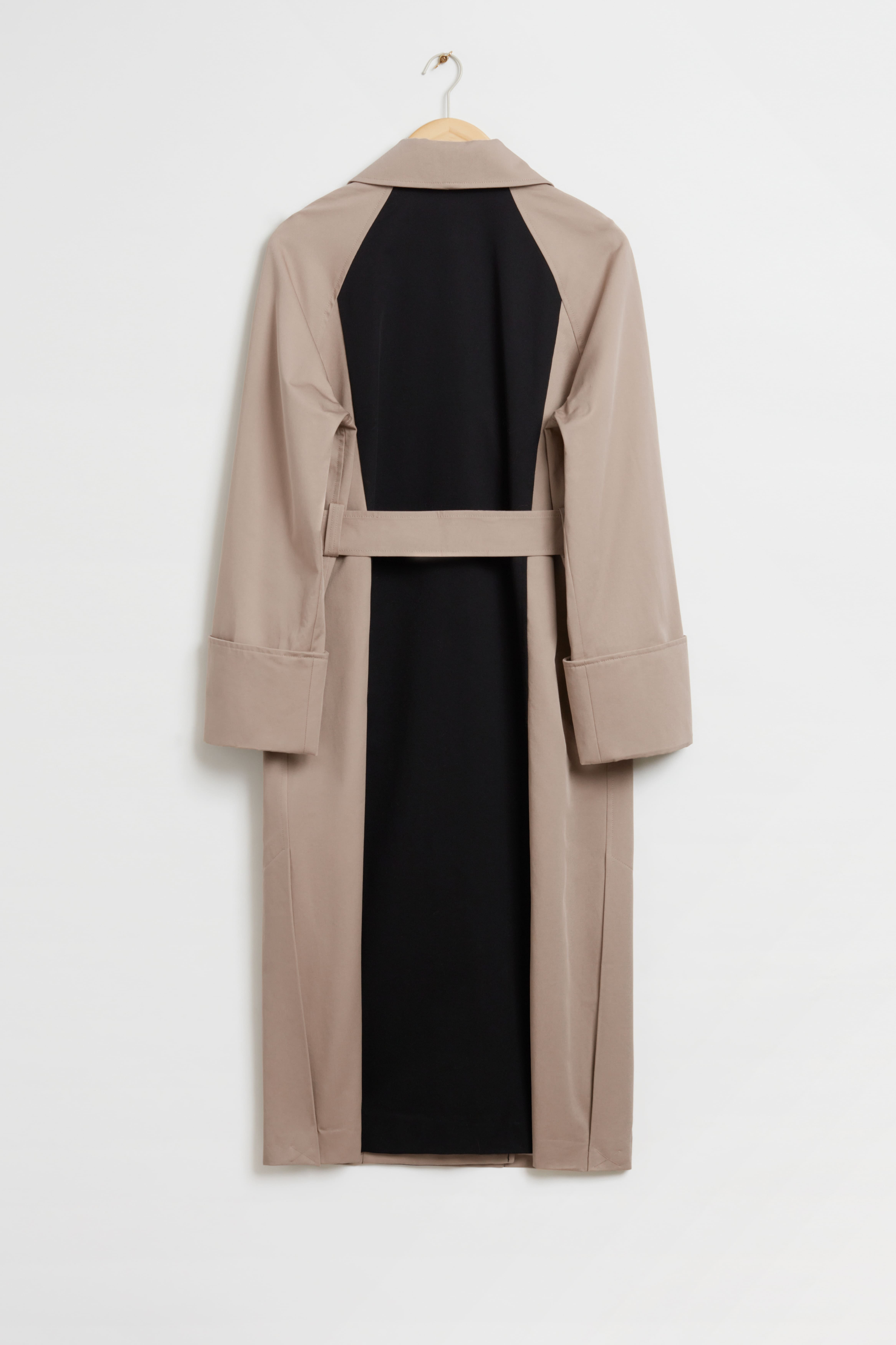 Relaxed Double Breasted Trench Coat Beige and Black Ladies H M GB