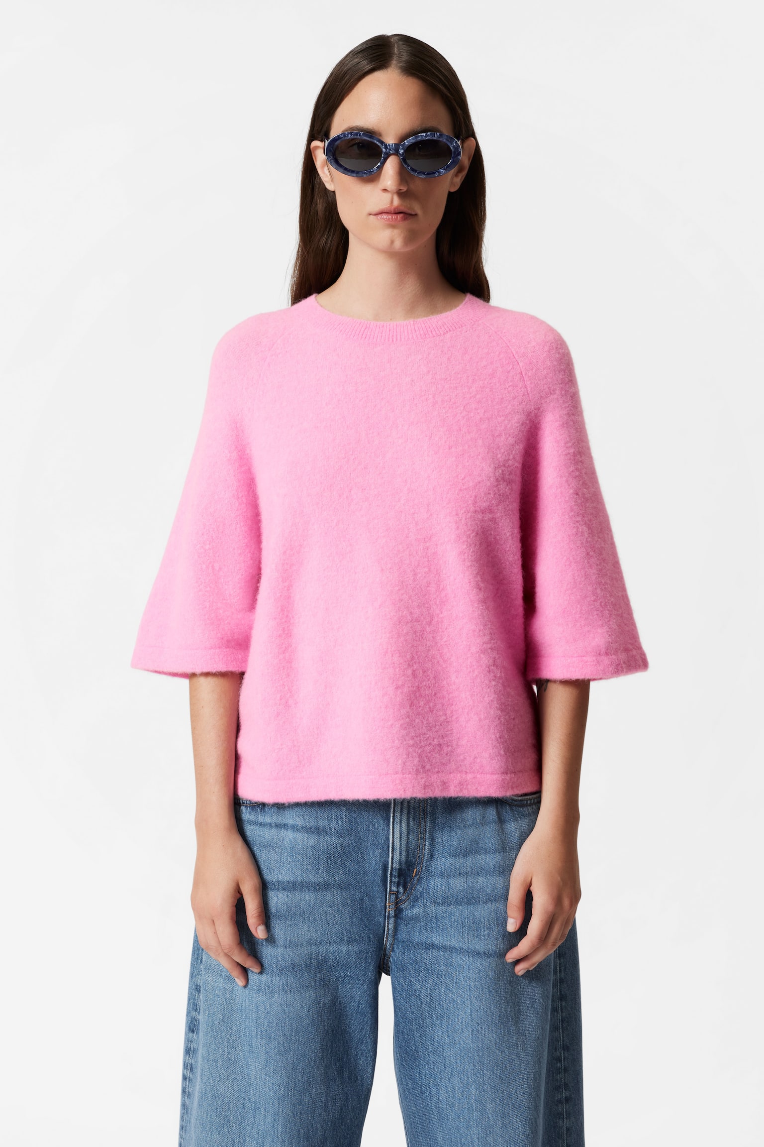 Alpaca-Blend Knitted Top - Soft Pink/Oatmeal/Coral/Black/Blue/Mole/Grey - 1