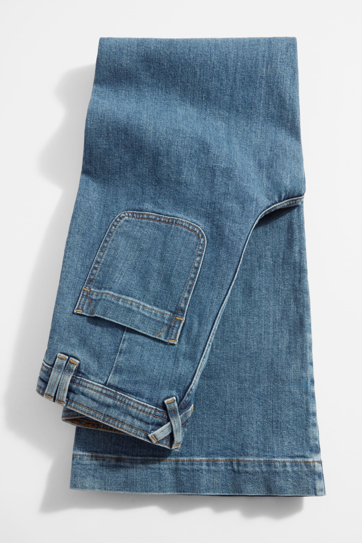 Patch-Pocket Bootcut Jeans - Mid Blue/New Blue - 7