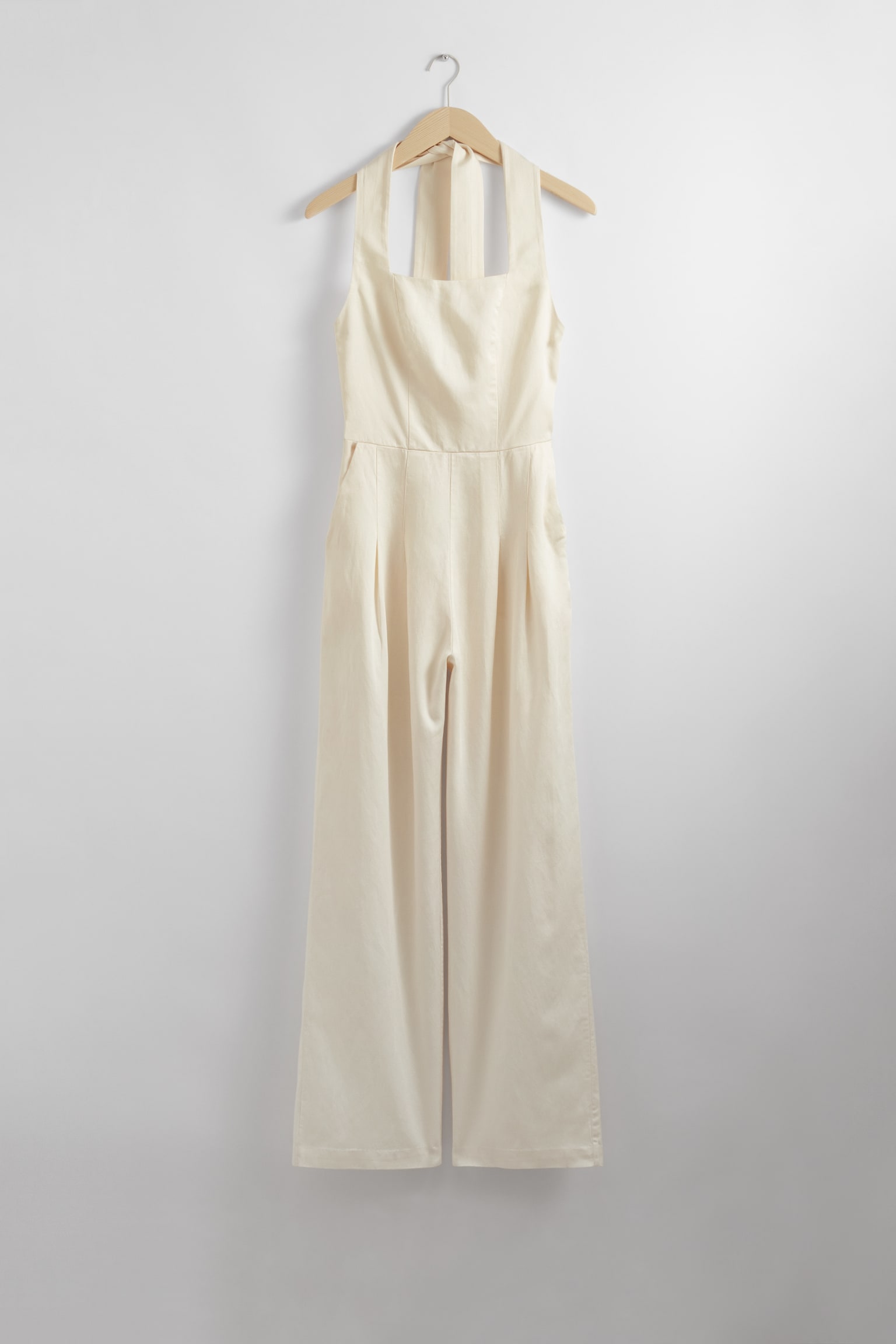 Halterneck Jumpsuit - White - 2