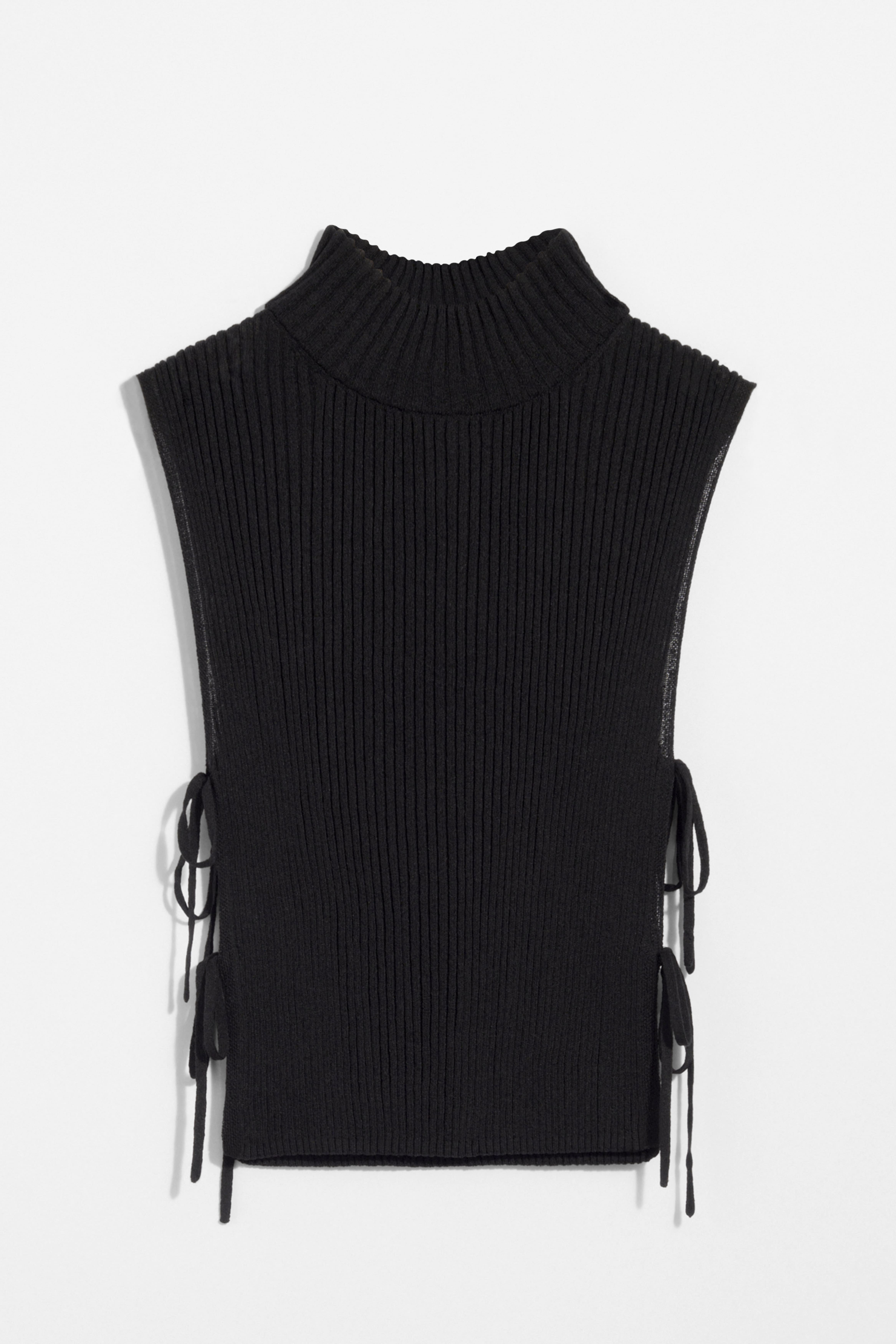 Halbtransparenter Pullunder mit Kragen - Schwarz