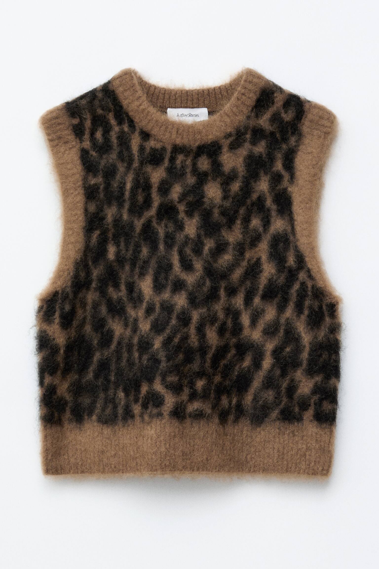 Vest i børstet mohairblend - Brun leopard - 2