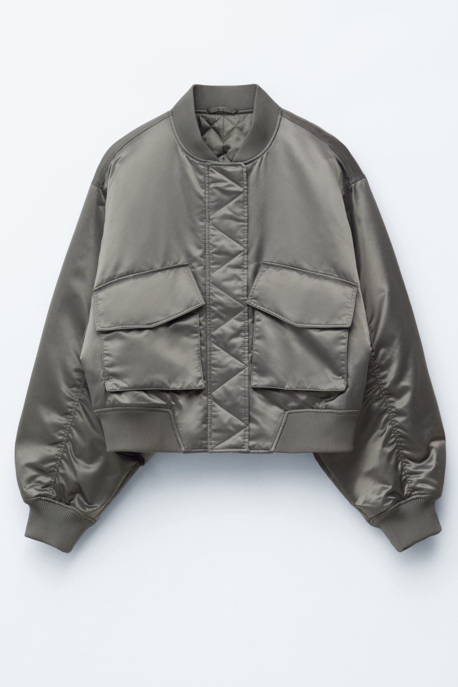 Padded Bomber Jacket - Gris foncé/Beige - 2