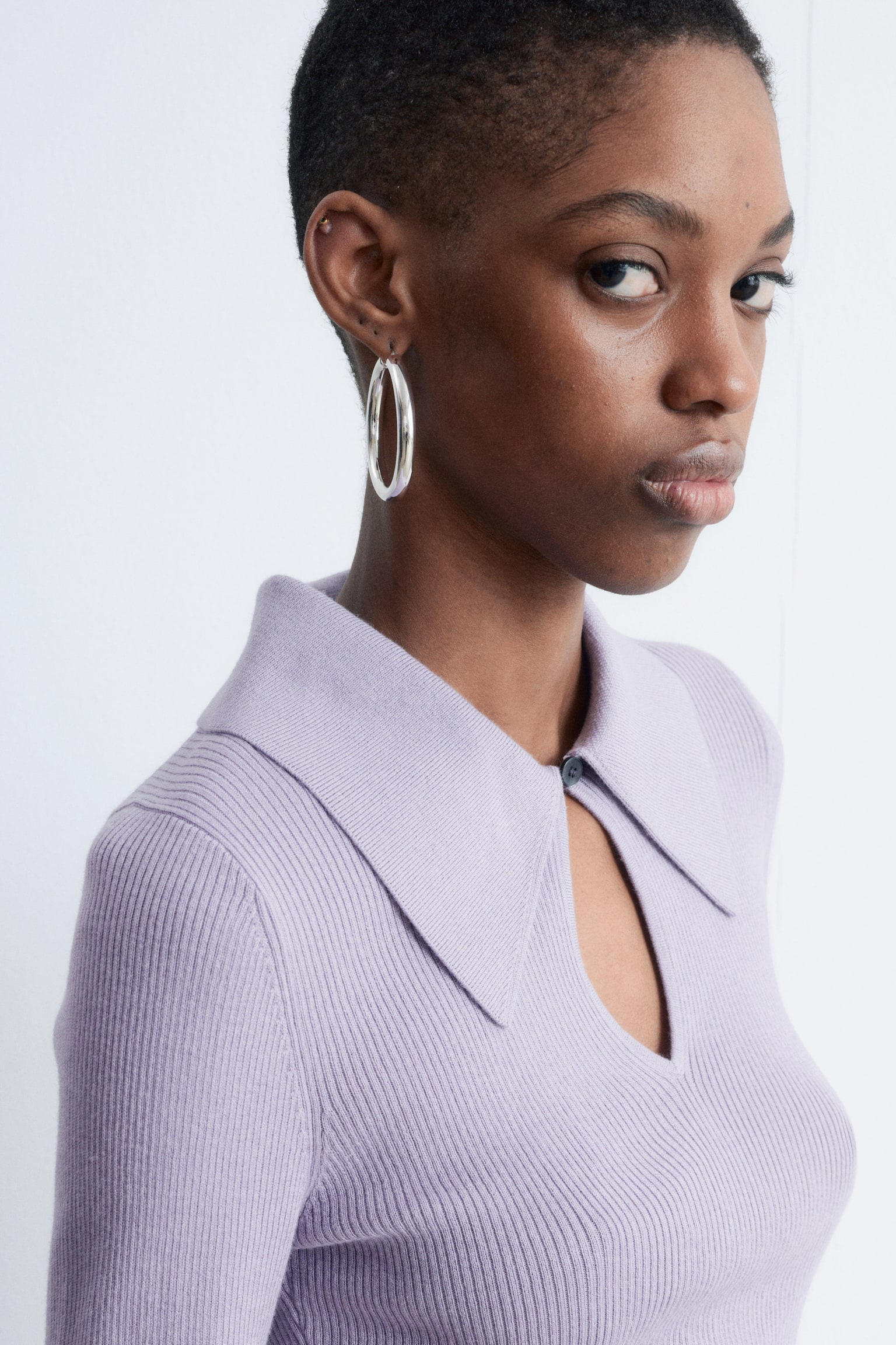 Top met kraag en opening - Lichtpaars - 4