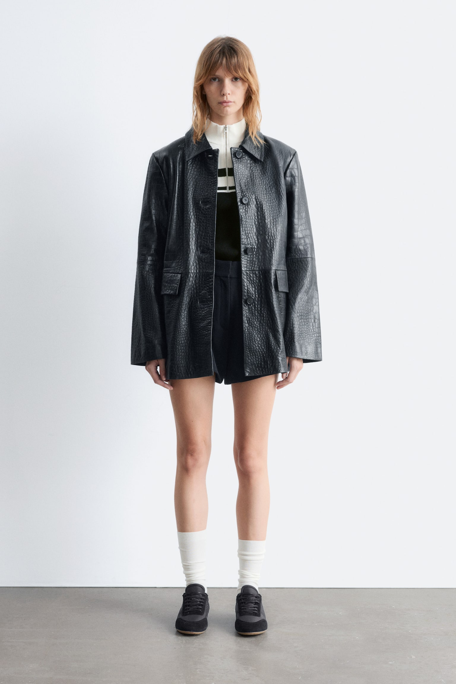 Sneaker aus Veloursleder - Schwarz/Braun/Weiß/Beige - 3