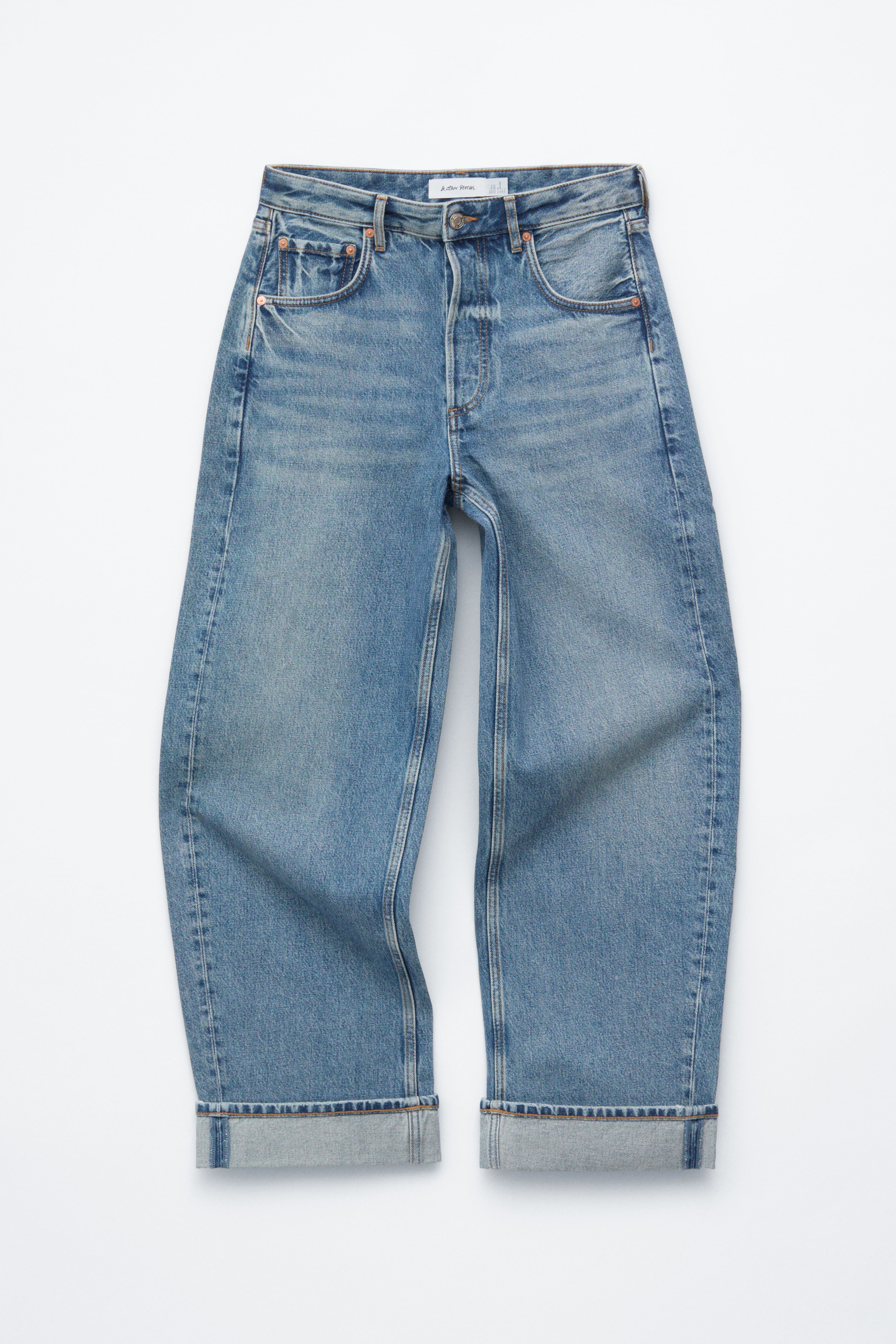 Jeans mit Barrel-Bein - Mittelblau/Dunkelblau/Rostbraun/Helles Khaki/Weiß/Hellblau/Khaki/Schwarz/Dunkelbraun