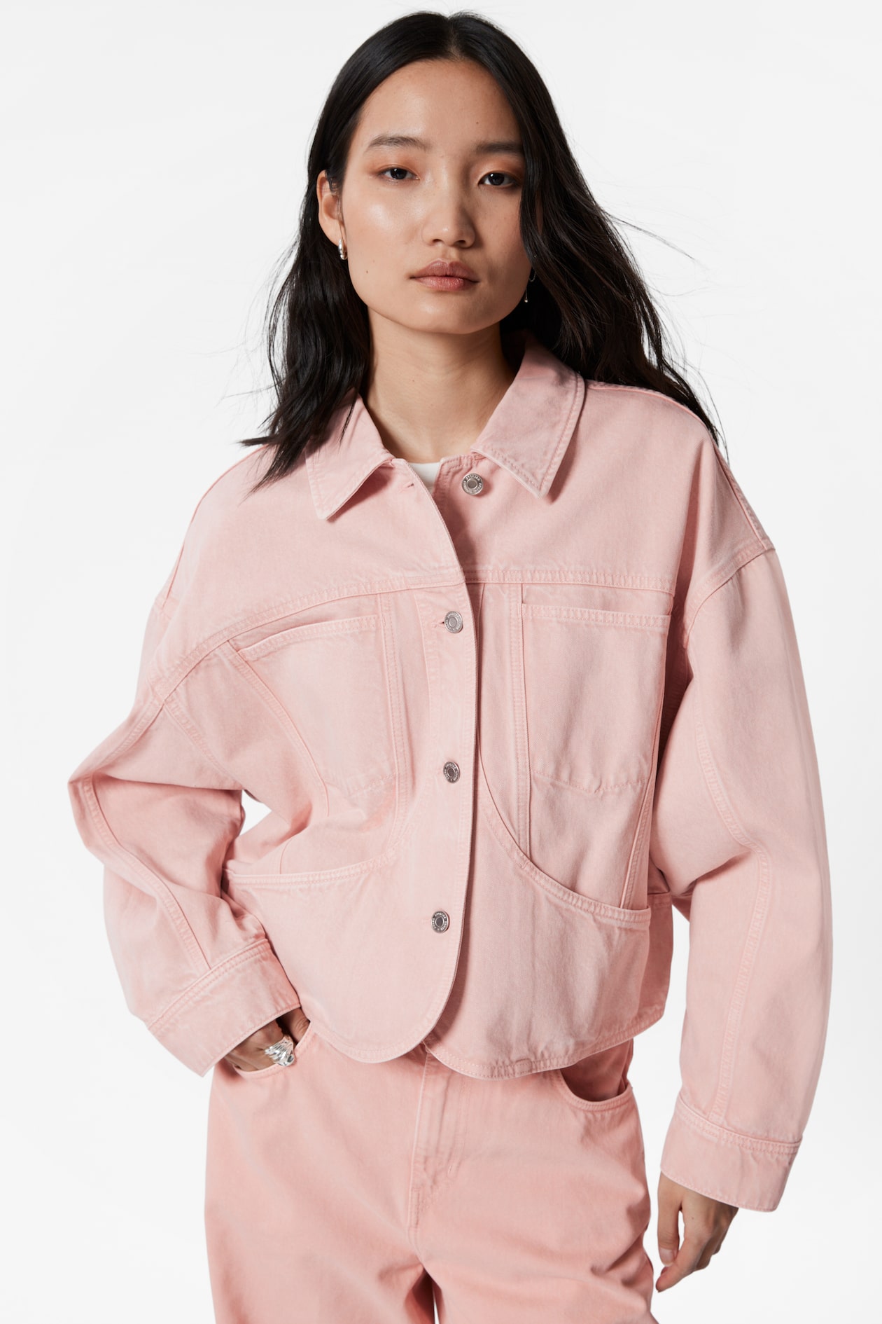 Pink Shirt Jacket Womens H&m Boxy Denim Jacket Dusty Pink