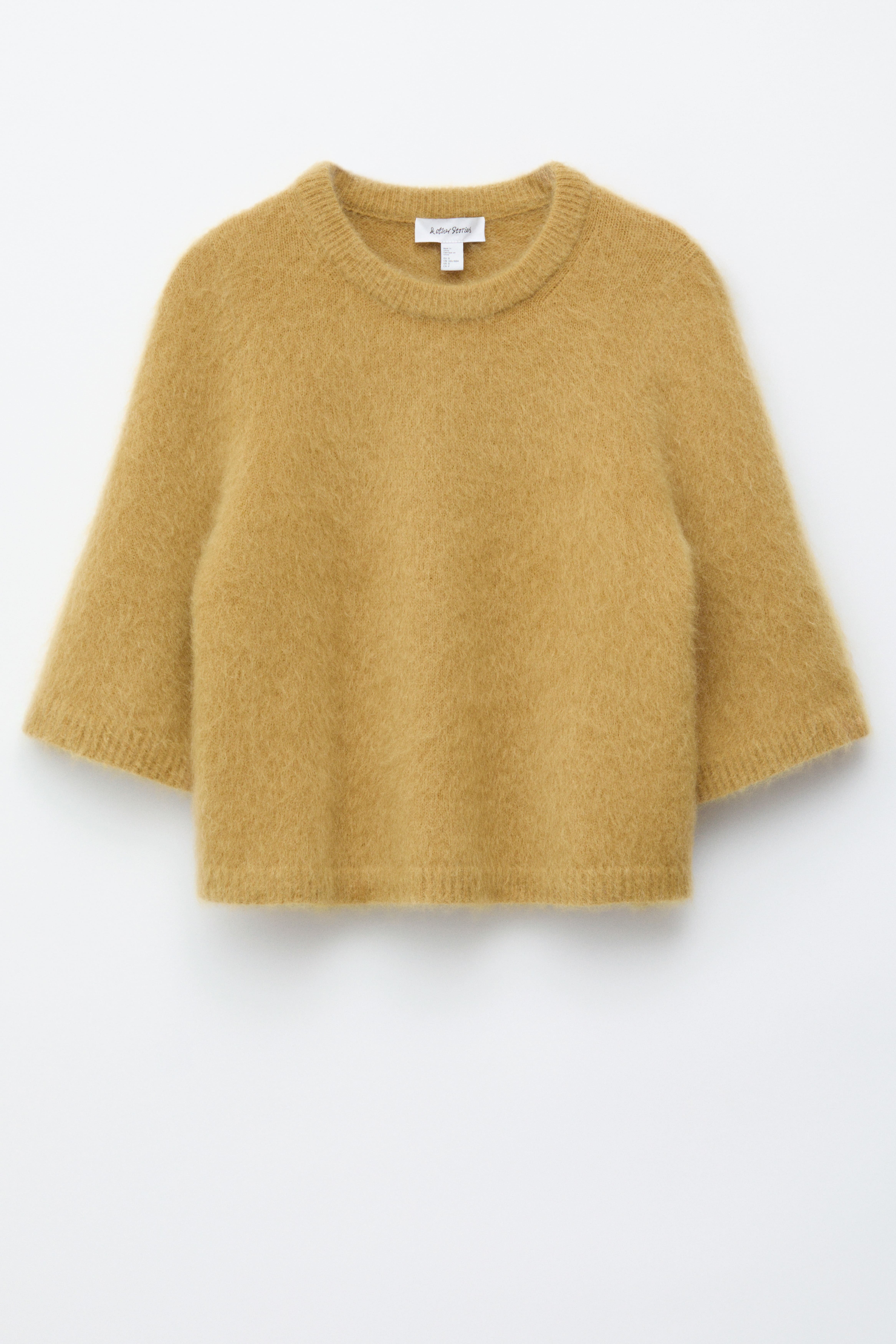 T-shirt in maglia di misto mohair - Giallo scuro/Crema/Rosso/Marrone