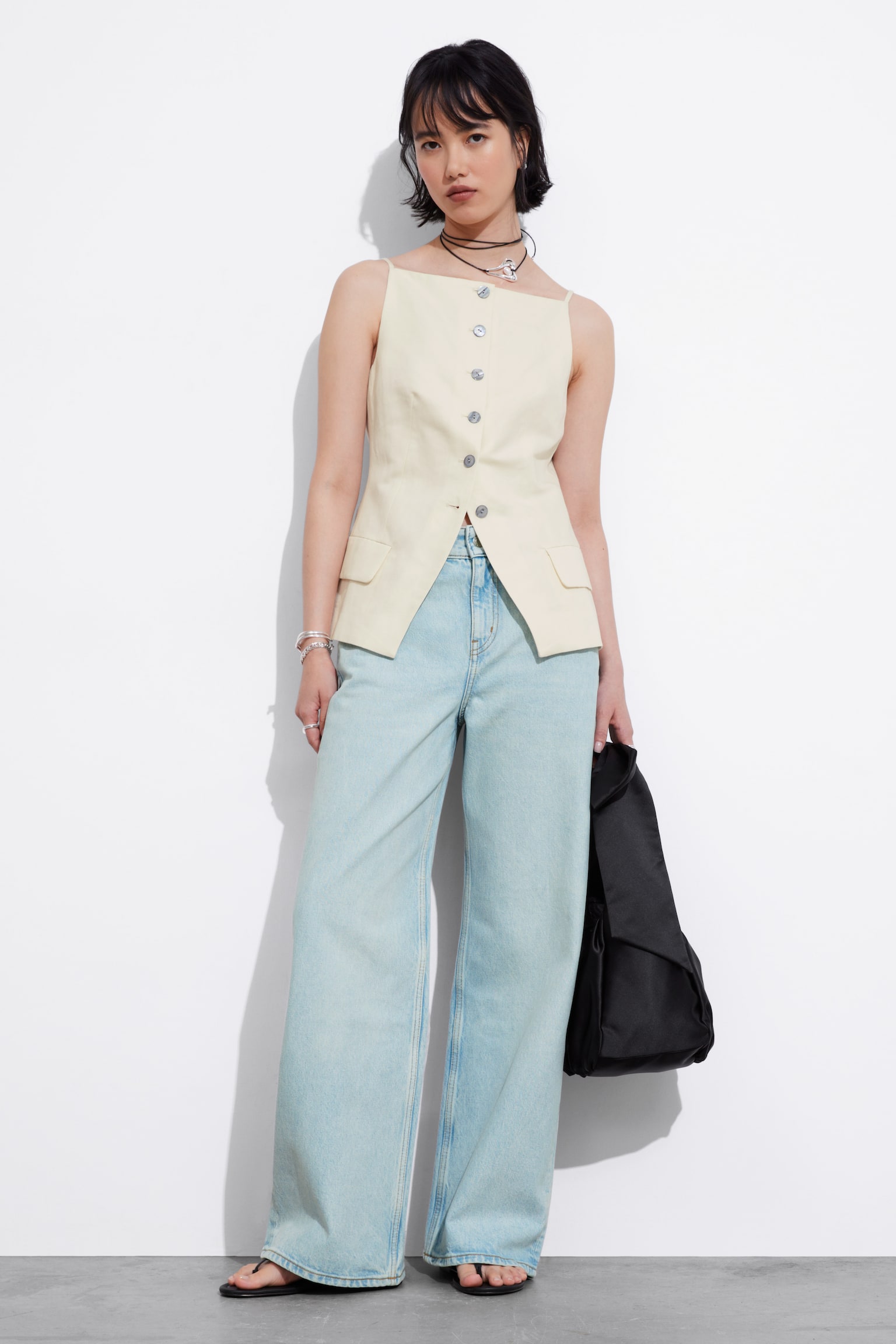 Wide Long Jeans - Pale Blue/Mid Blue/Black - 1