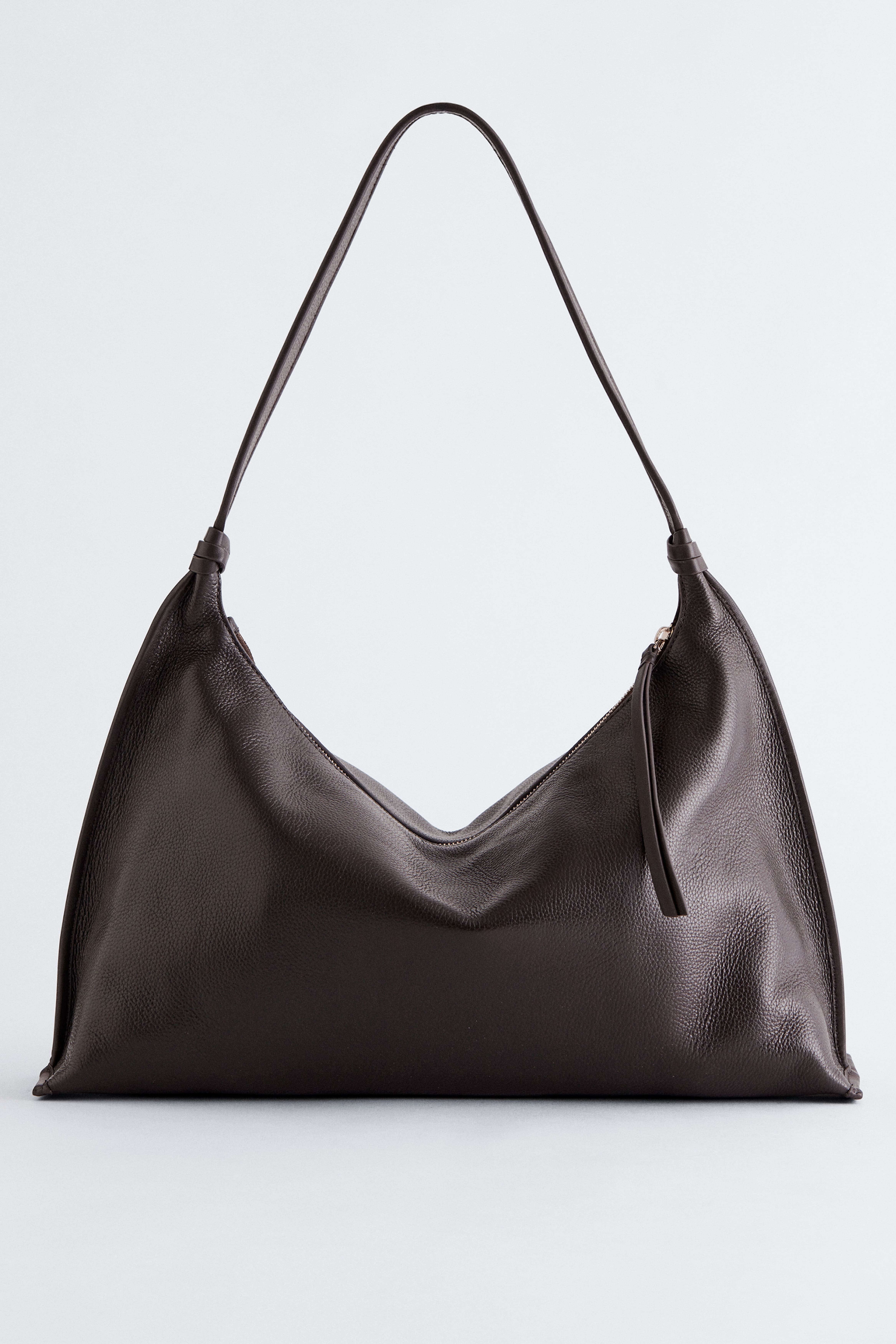 Tragetasche aus Leder - Dunkelbraun/Schwarz