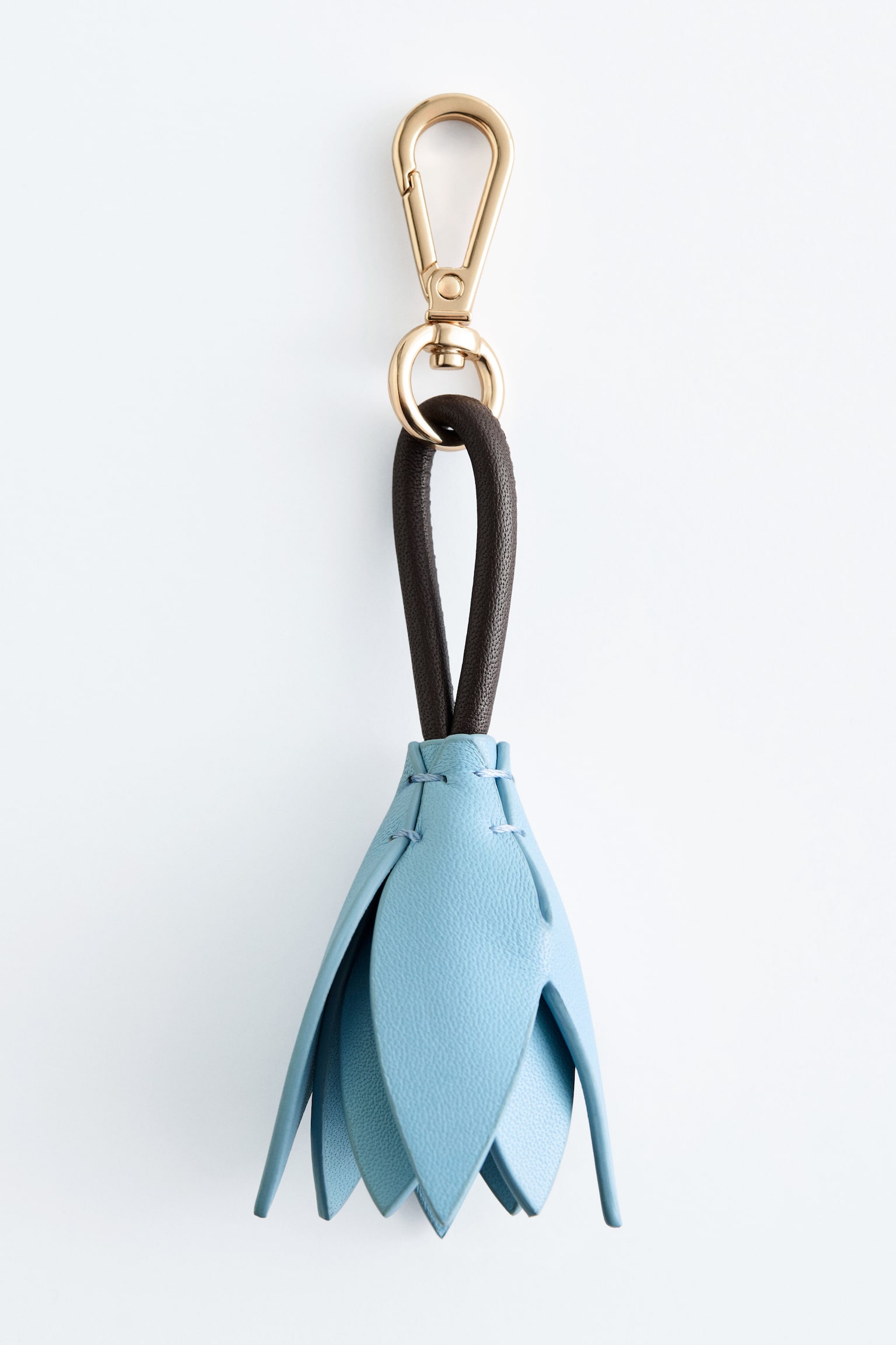 Taschenanhänger mit Tulpenmotiv - Hellblau/Dunkelbraun/Orange/Creme