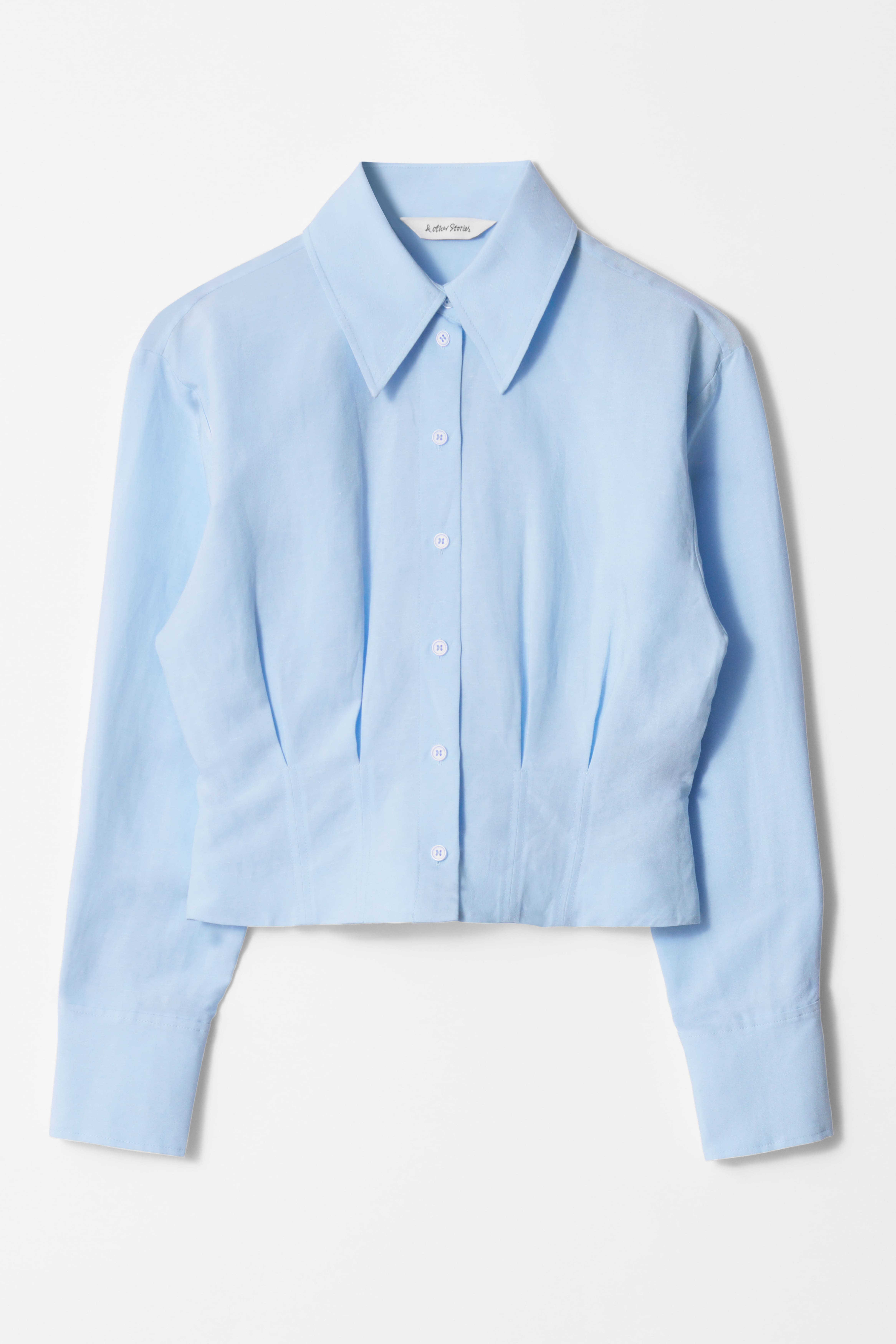 Schmal zulaufendes Hemd - Hellblau/Dunkelbraun