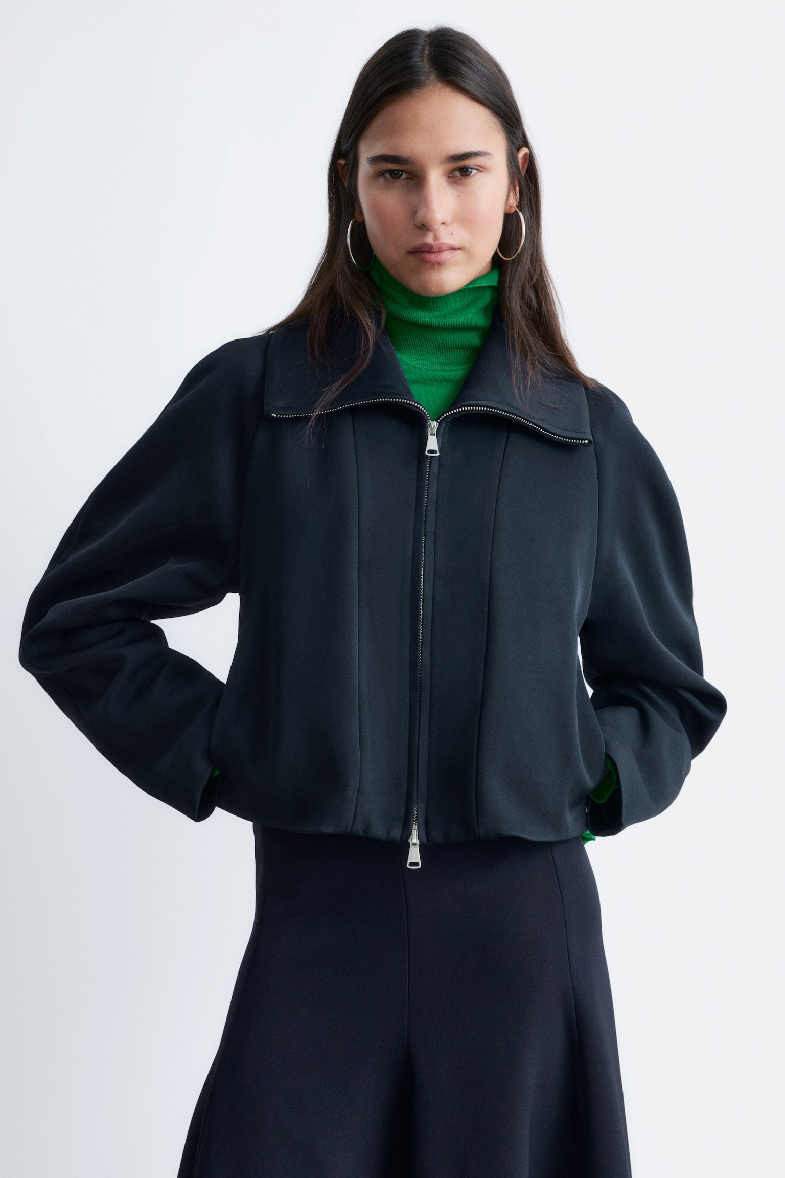 Giacca con maniche scultoree - Blu navy - 8