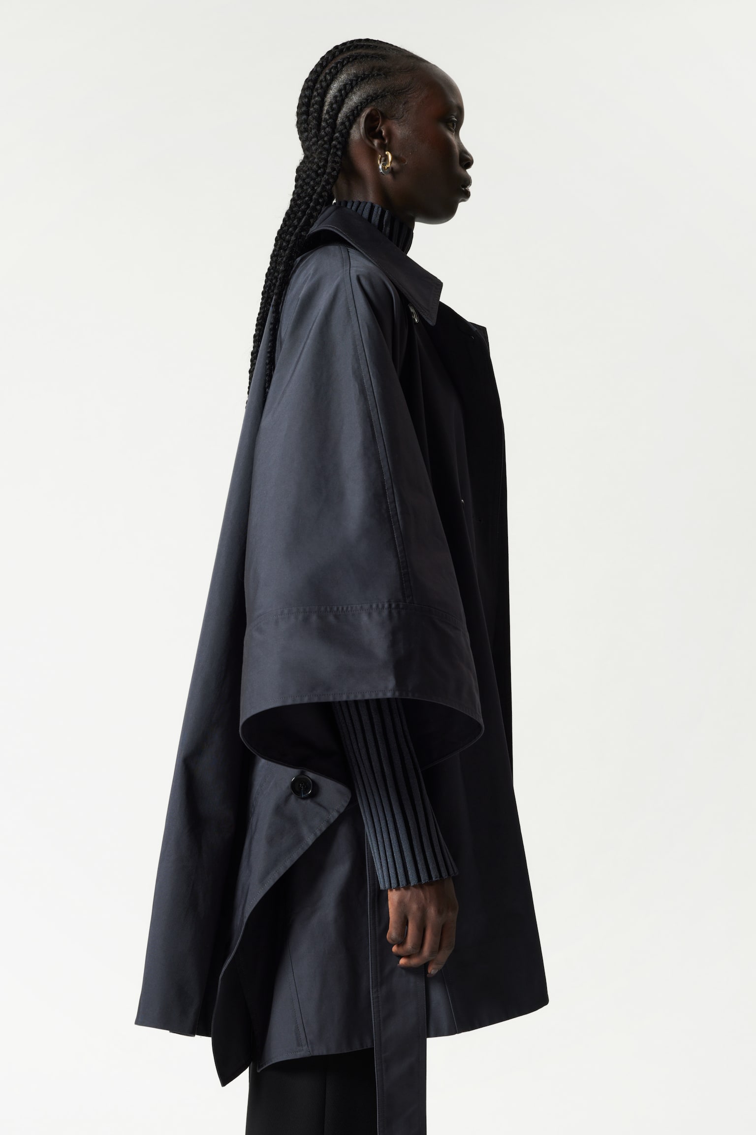 Oversized Trenchcoat Cape - Navy - 3