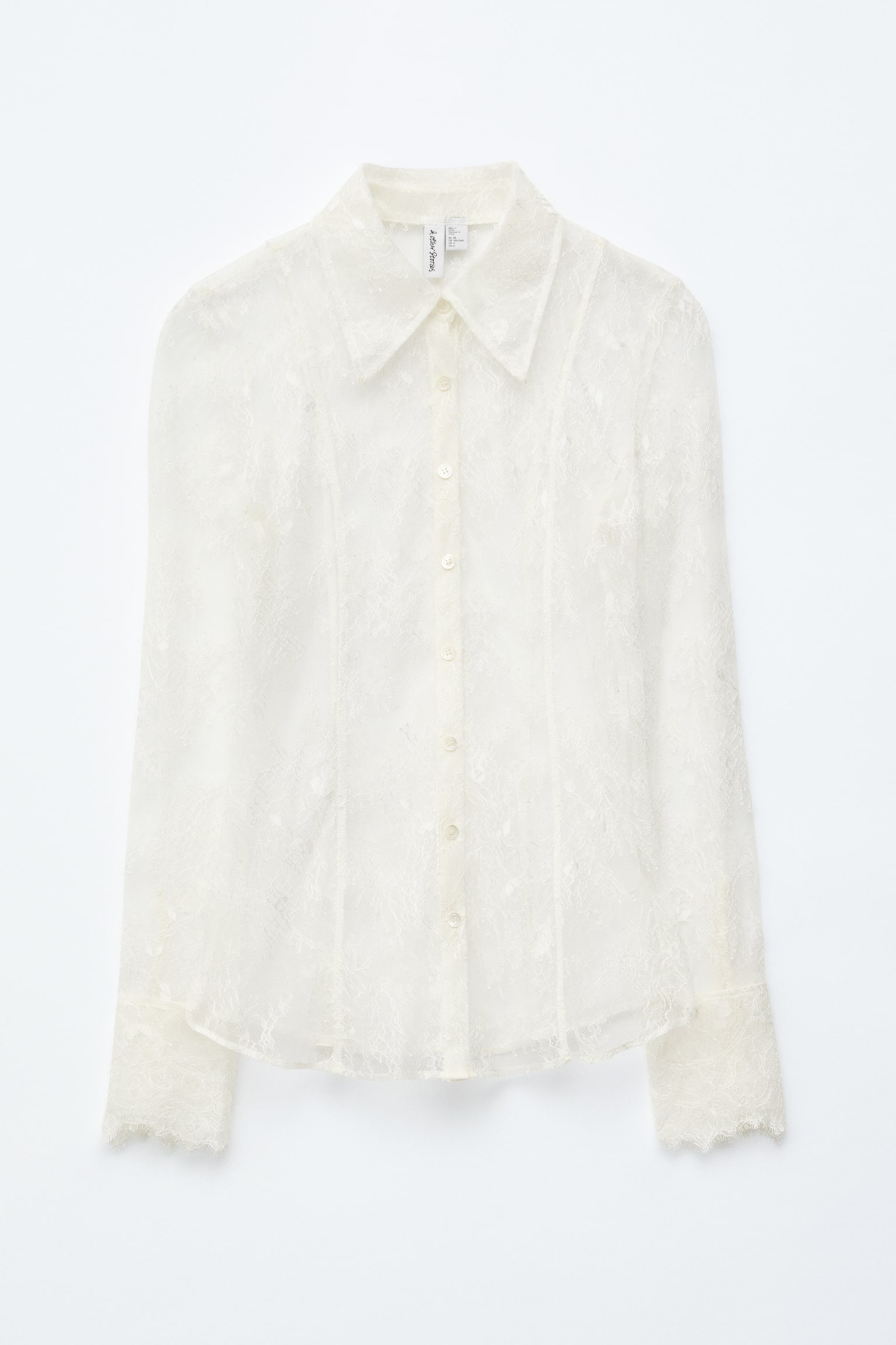 Schmal zulaufendes Spitzenhemd - Creme - 2