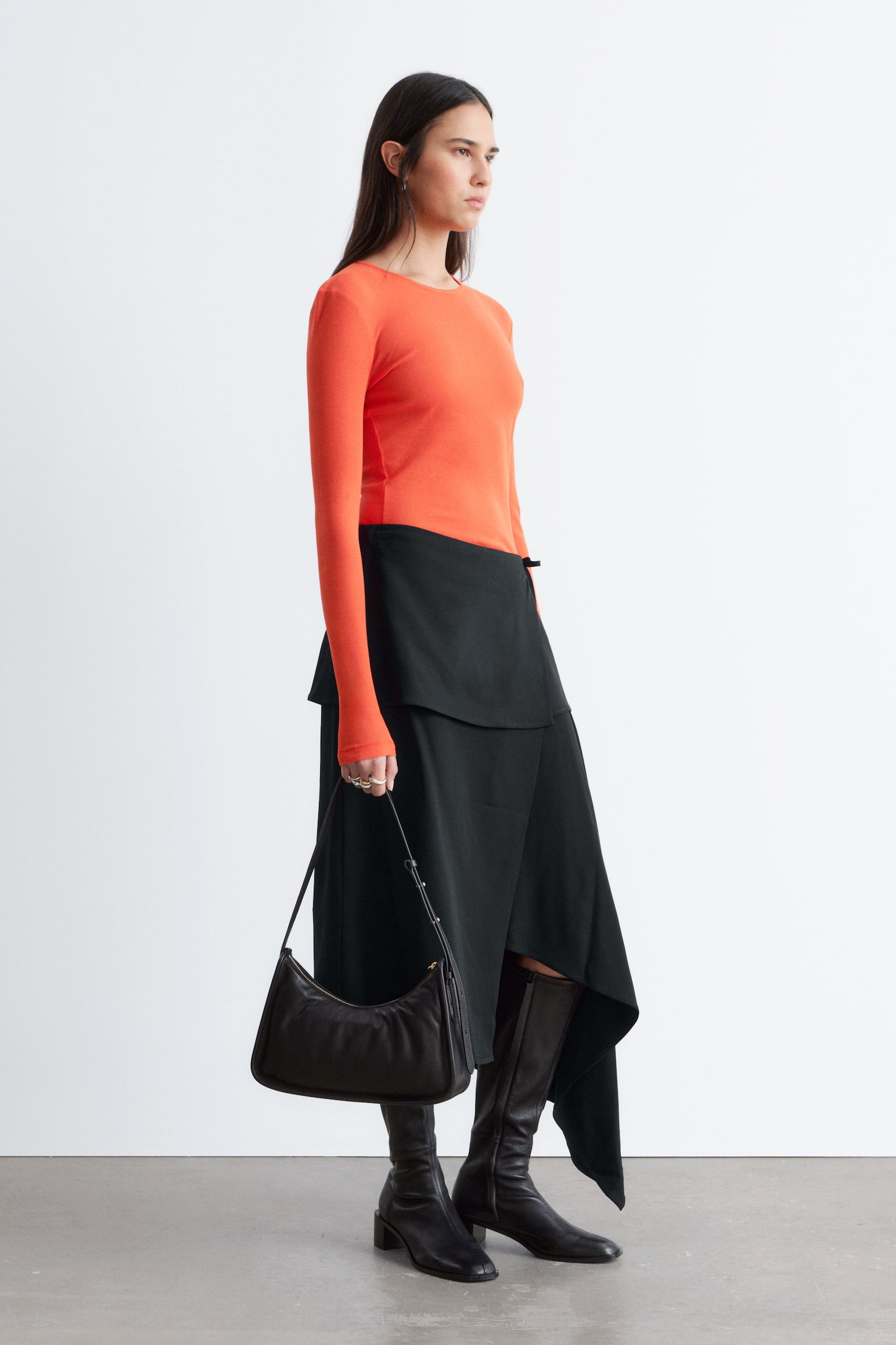 Katoenen top met lange mouwen - Oranje/Wit/Bordeauxrood - 4