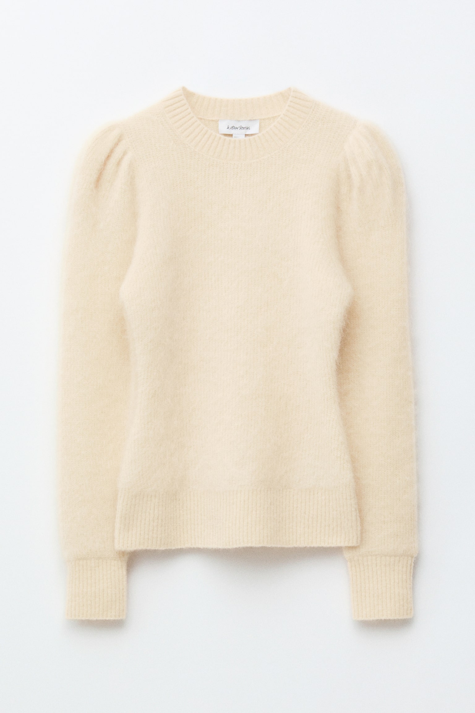 Maglione in misto mohair con maniche a sbuffo - Bianco/Azzurro - 2