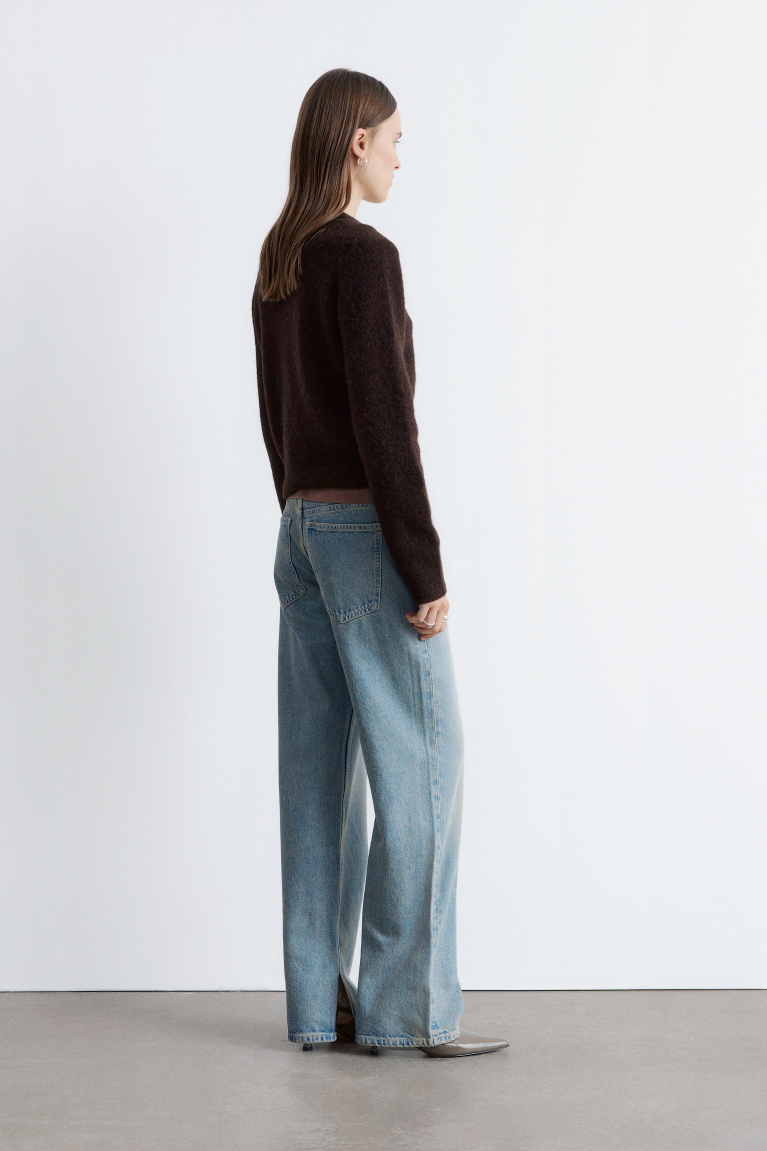 Cardigan i alpakablend - Mørkebrun/Orange/Gul - 3
