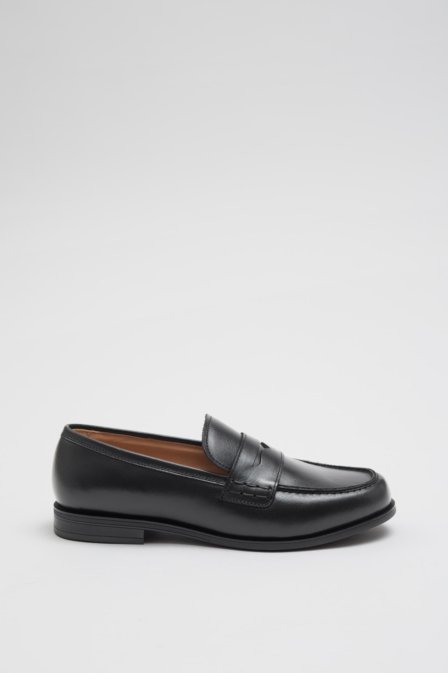 Leather Penny Loafers - Black - 1