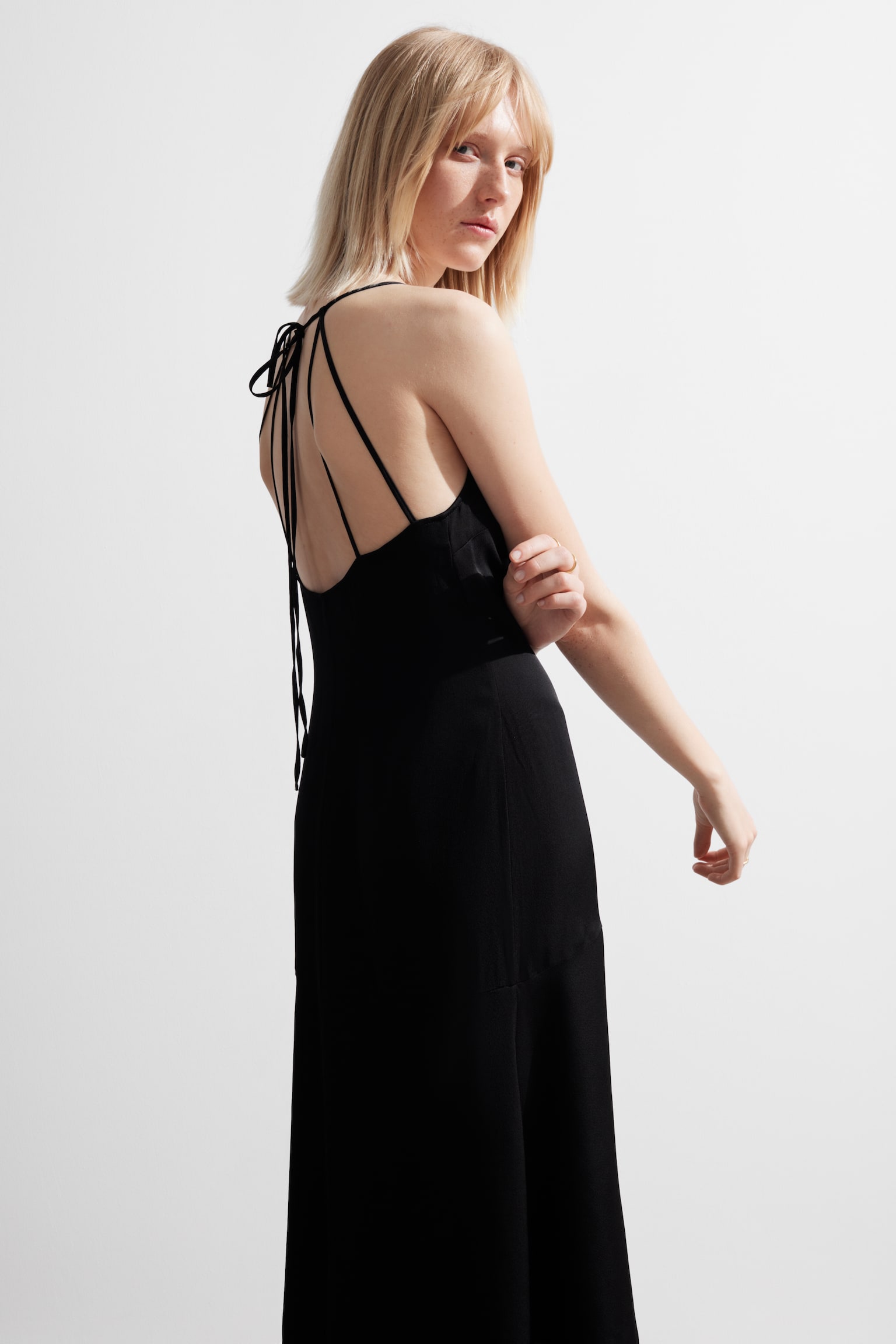 Halterneck Midi Dress - Black - 3