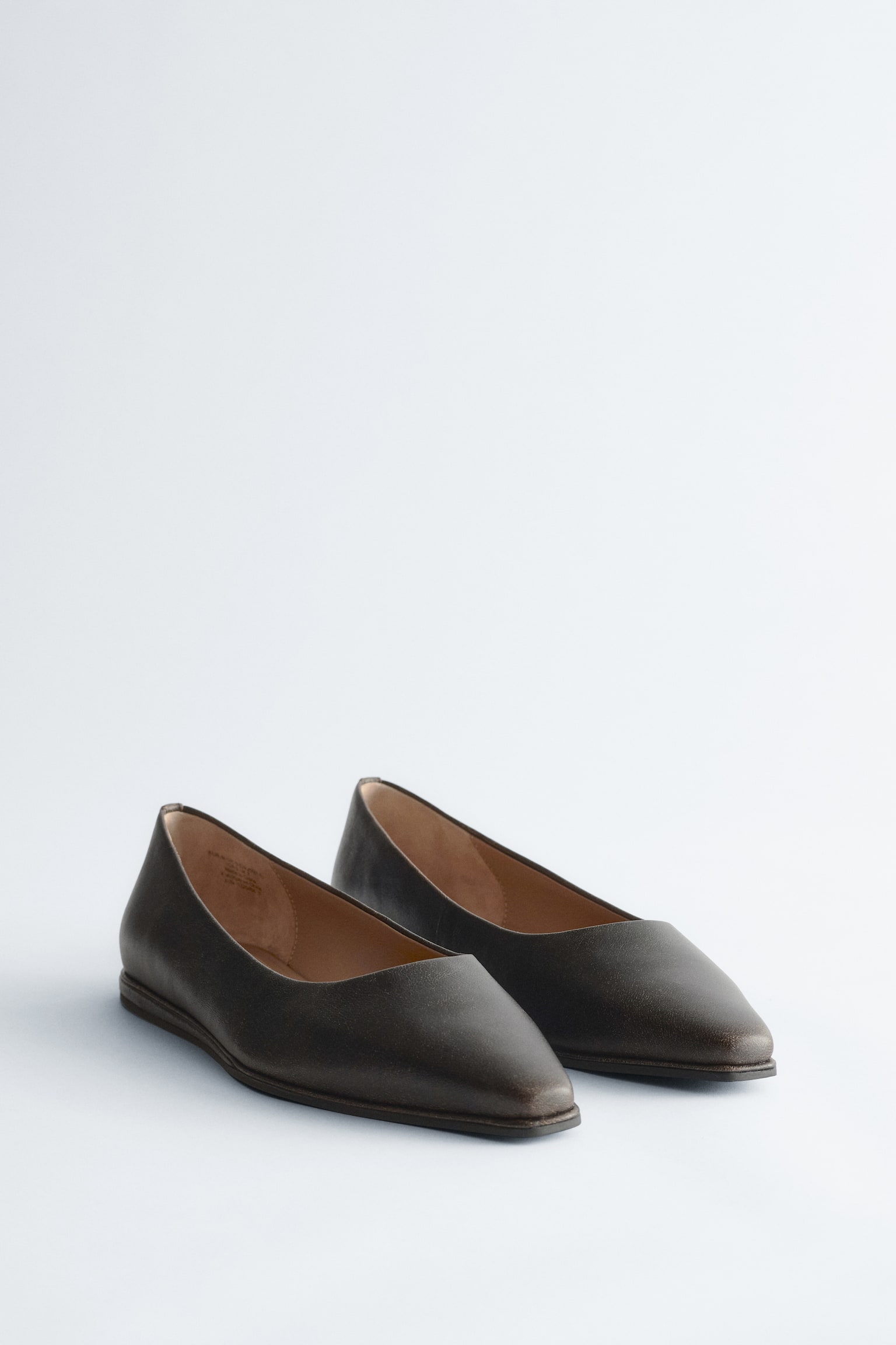 Flache Ballerinas aus Leder - Schwarz/Used-Look/Dunkelbraun - 4