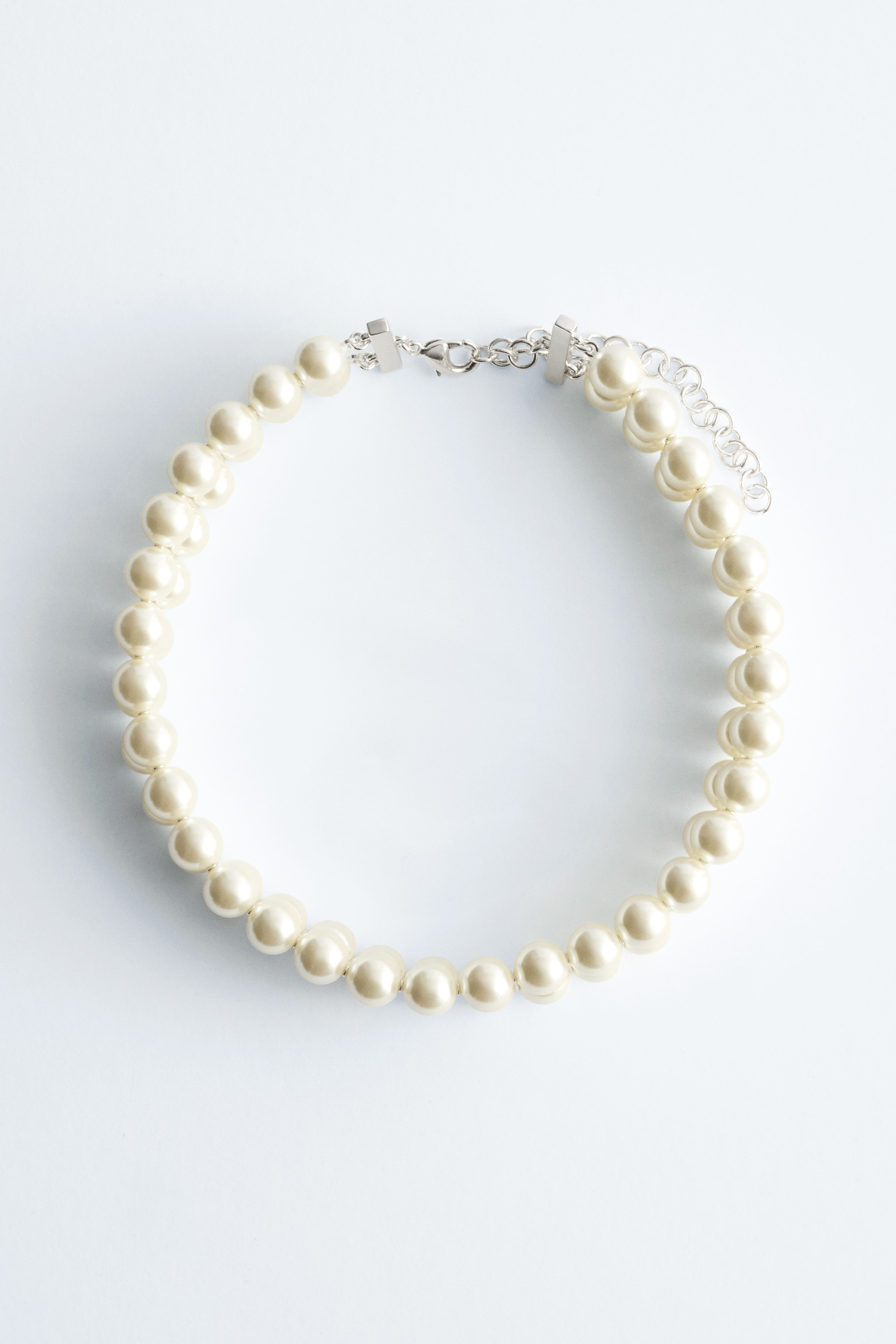 Doppelreihige Choker-Halskette mit Süßwasserperlen - Creme