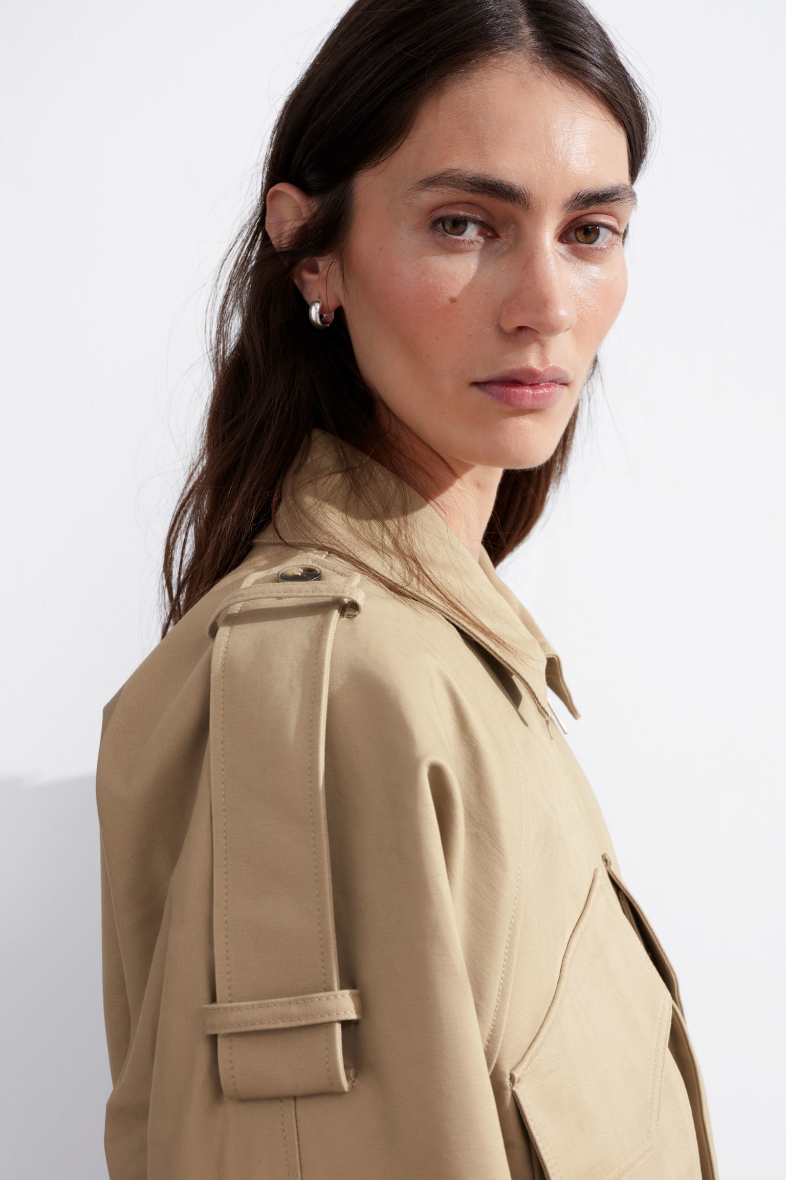 Belted Patch-Pocket Jacket - Beige - 4